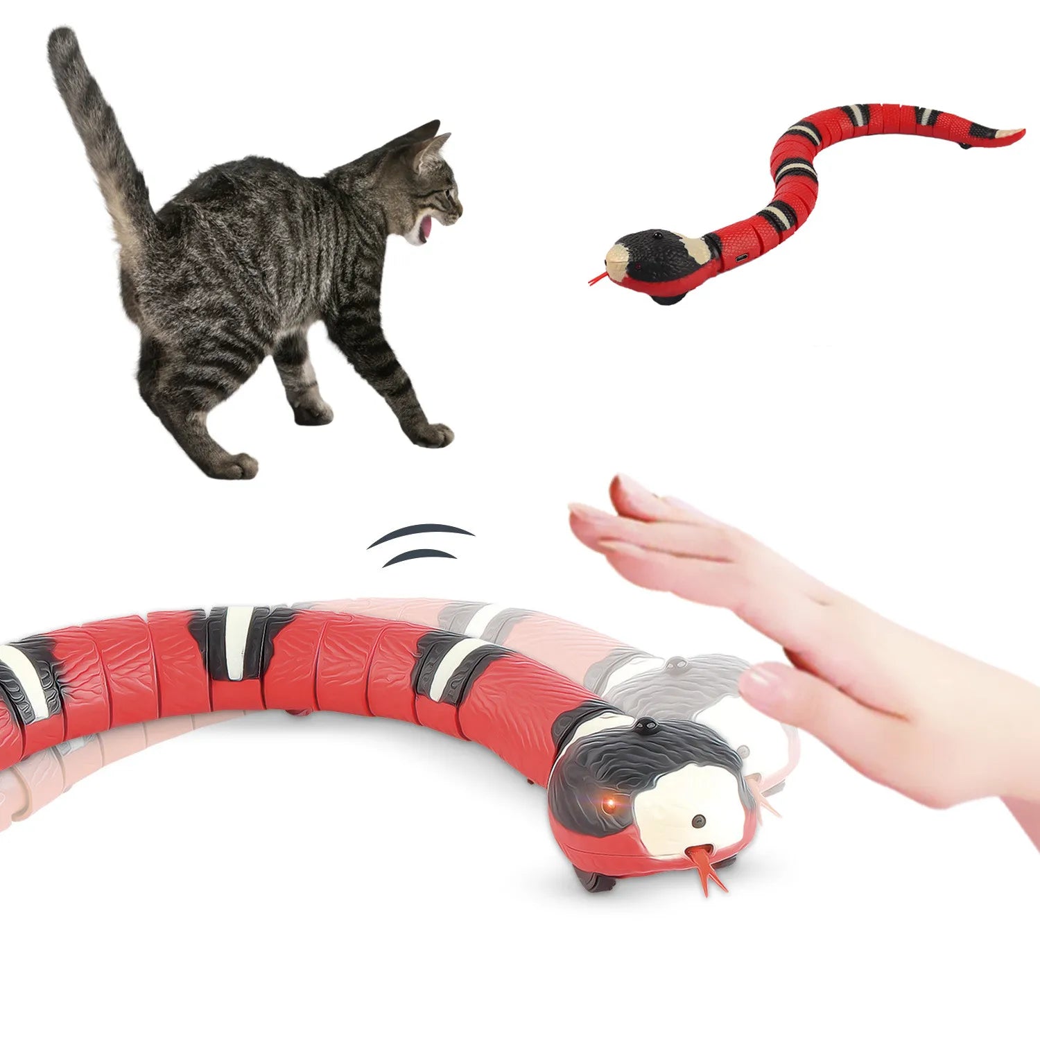 Smart Sensing USB Rechargeable Cat Toy - Interactive Snake Teaser for Indoor Cats, Fun Exercise & Playtime for Kittens & Adult Cats - Perfect for Boredom Relief & Bonding