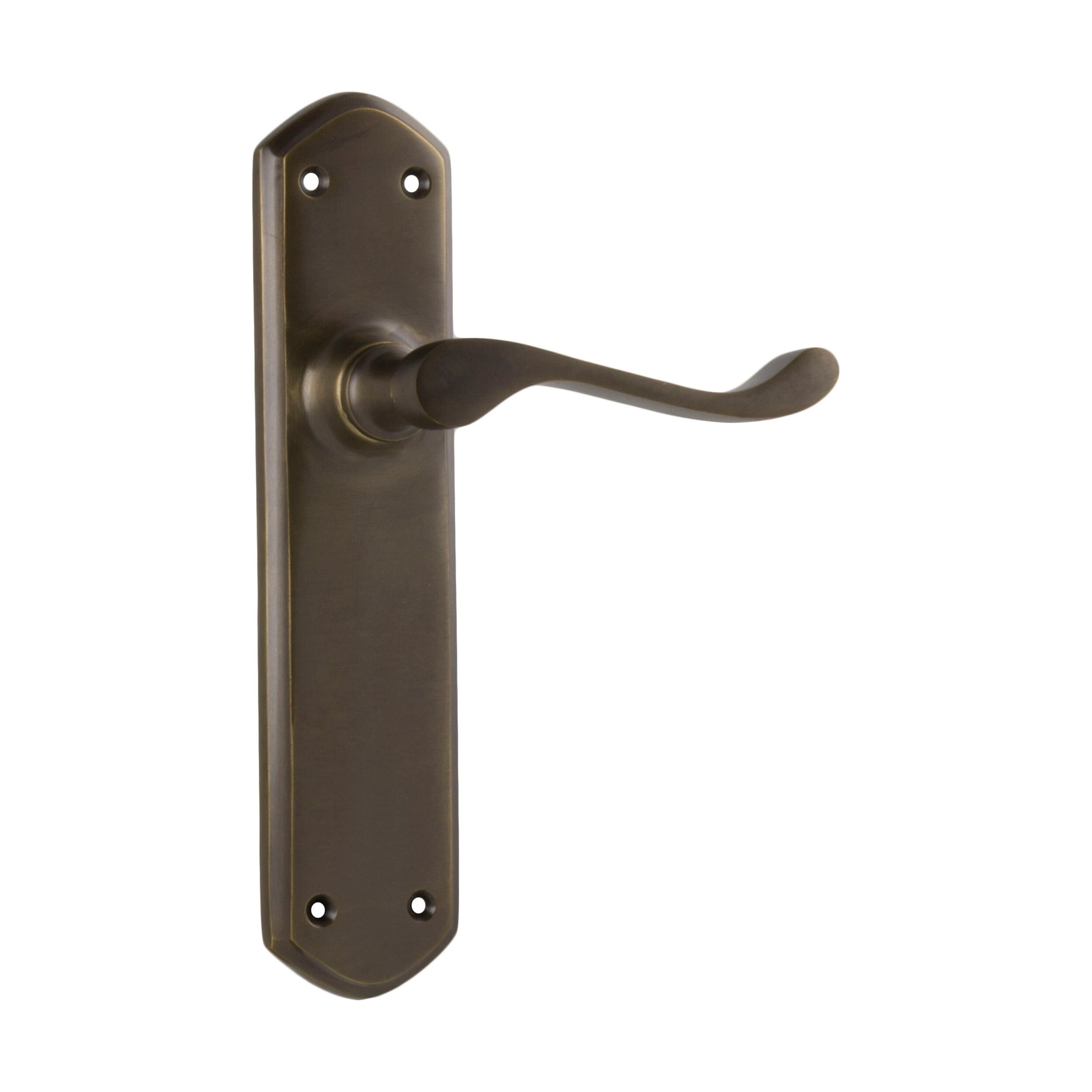 Antique Brass Door Lever Windsor Latch Pair - H200xP60xW45mm - Vintage Style Door Handle for Interior/Exterior Doors - Perfect for Home, Office, and Commercial Spaces