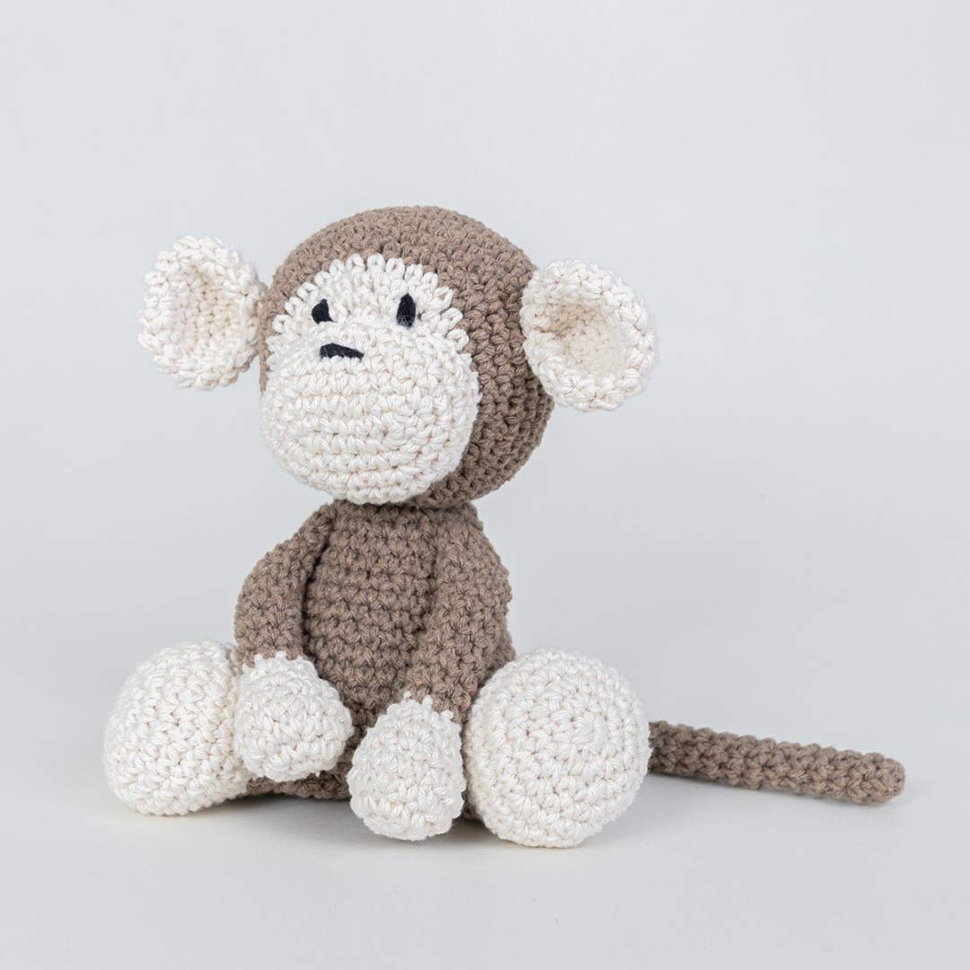 Eco Barbante Milano Taupe Cotton Monkey Mace Crochet Amigurumi Kit - DIY Handmade Crochet Toy for Kids, Perfect for Gifts, Home Decor & Craft Lovers