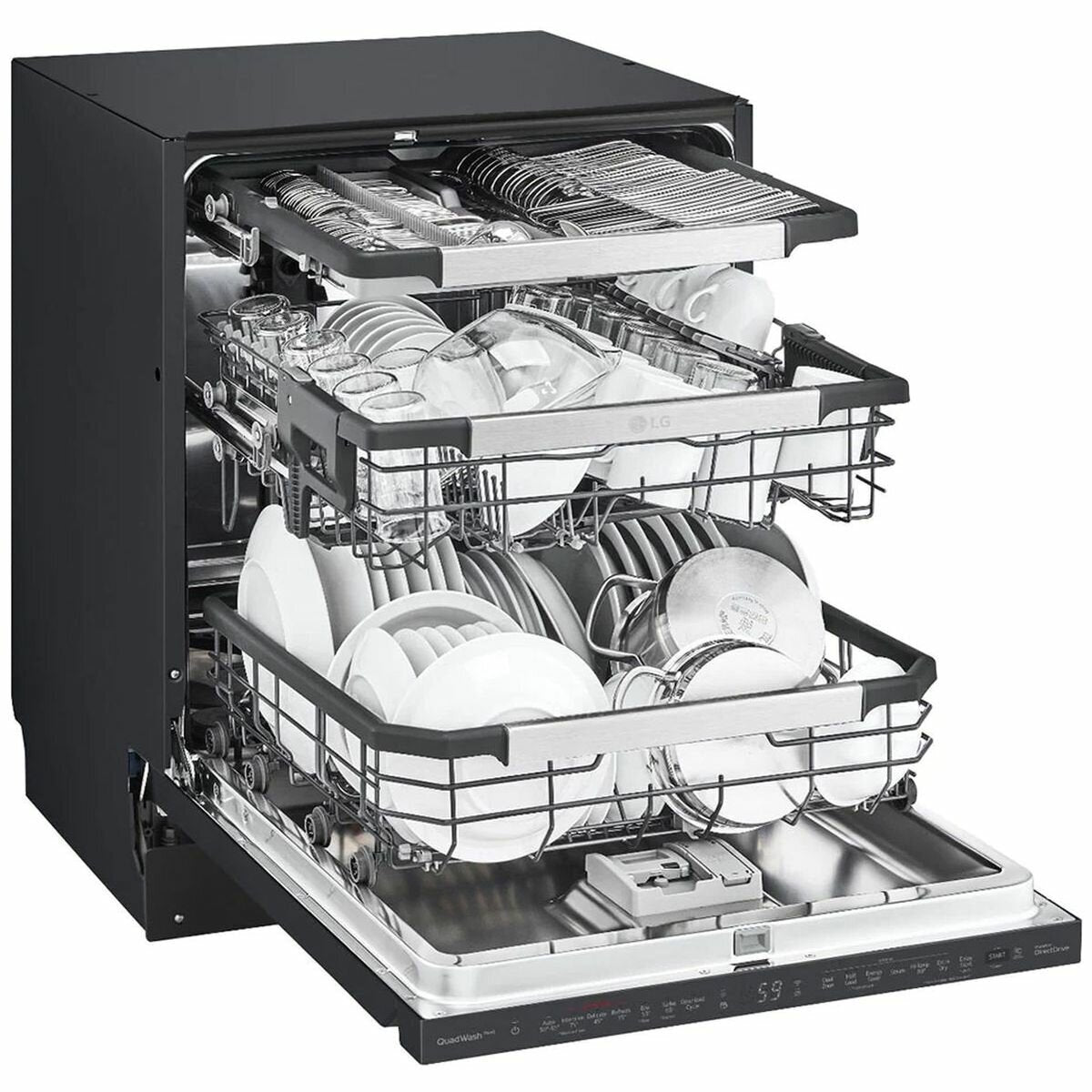 LG QuadWash 24 Inch 15 Place Built-In Dishwasher in Matte Black with TrueSteam Technology - Perfect for Modern Kitchens and Large Family Dining