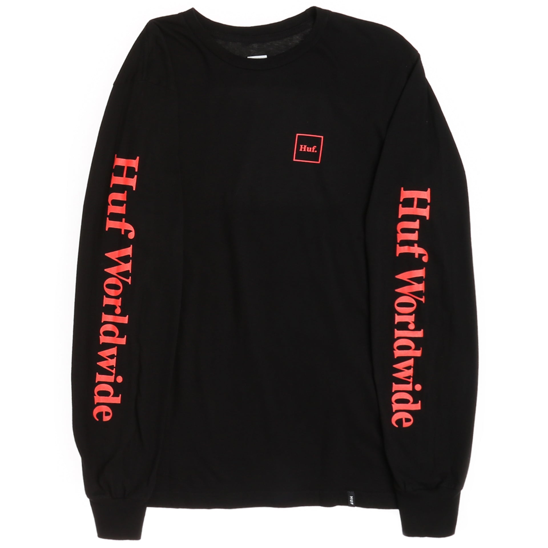 HUF Men's Long Sleeve T-Shirt - Black | Comfortable Cotton Crewneck Tee for Casual Wear & Street Style