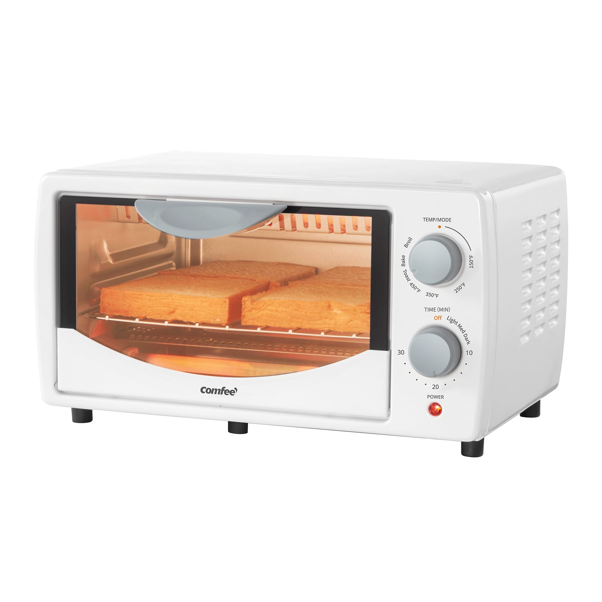 COMFEE' 4-Slice Countertop Toaster Oven with Bake & Broil - Compact 950W Mini Oven for 9