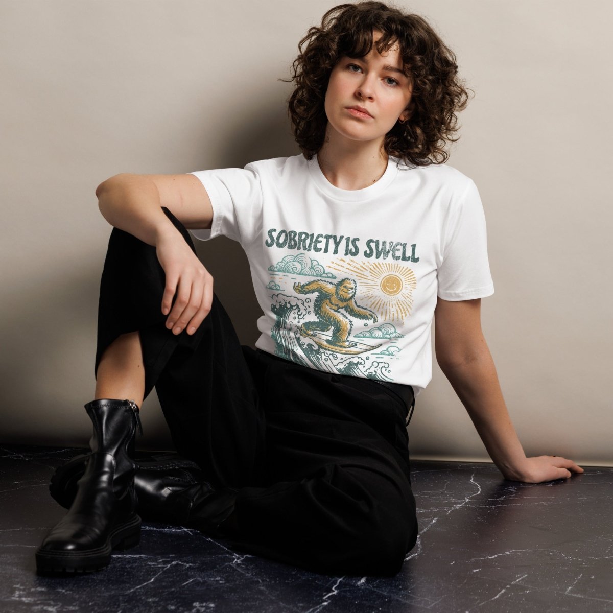 Sobriety is Swell Premium Unisex T-Shirt - Comfortable Cotton Tee for Men & Women - Perfect for Sober Living, Recovery Support & Casual Wear