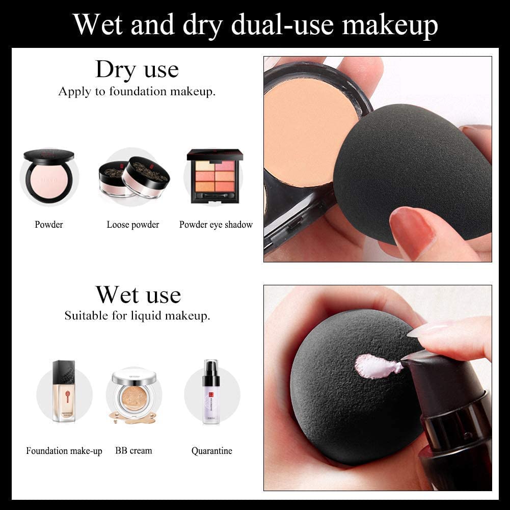 VNZ Oval Makeup Sponge & Foundation Brush Set - 2 Beauty Blenders + 1 Professional Oval Brush for Liquid, Cream & Powder Makeup Application - Perfect for Contouring, Blending & Everyday Makeup