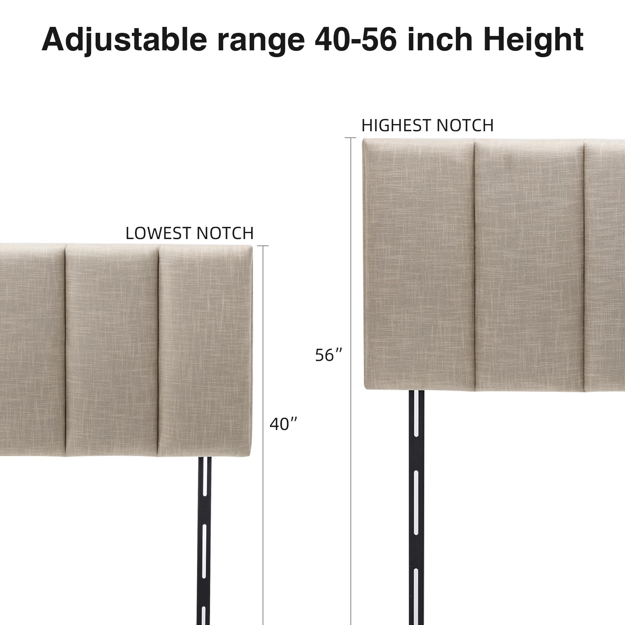Aklaus Modern Adjustable Upholstered Fabric Queen Size Bed Headboard in Oatmeal - Perfect for Bedroom Decor, Guest Rooms & Master Suites