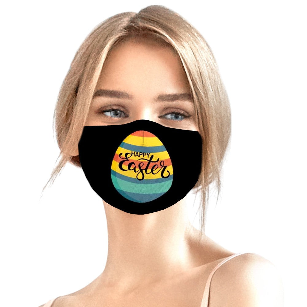 10-Pack Happy Easter Egg Print Cotton Face Masks - Breathable & Comfortable for Holiday Parties, Egg Hunts & Spring Celebrations