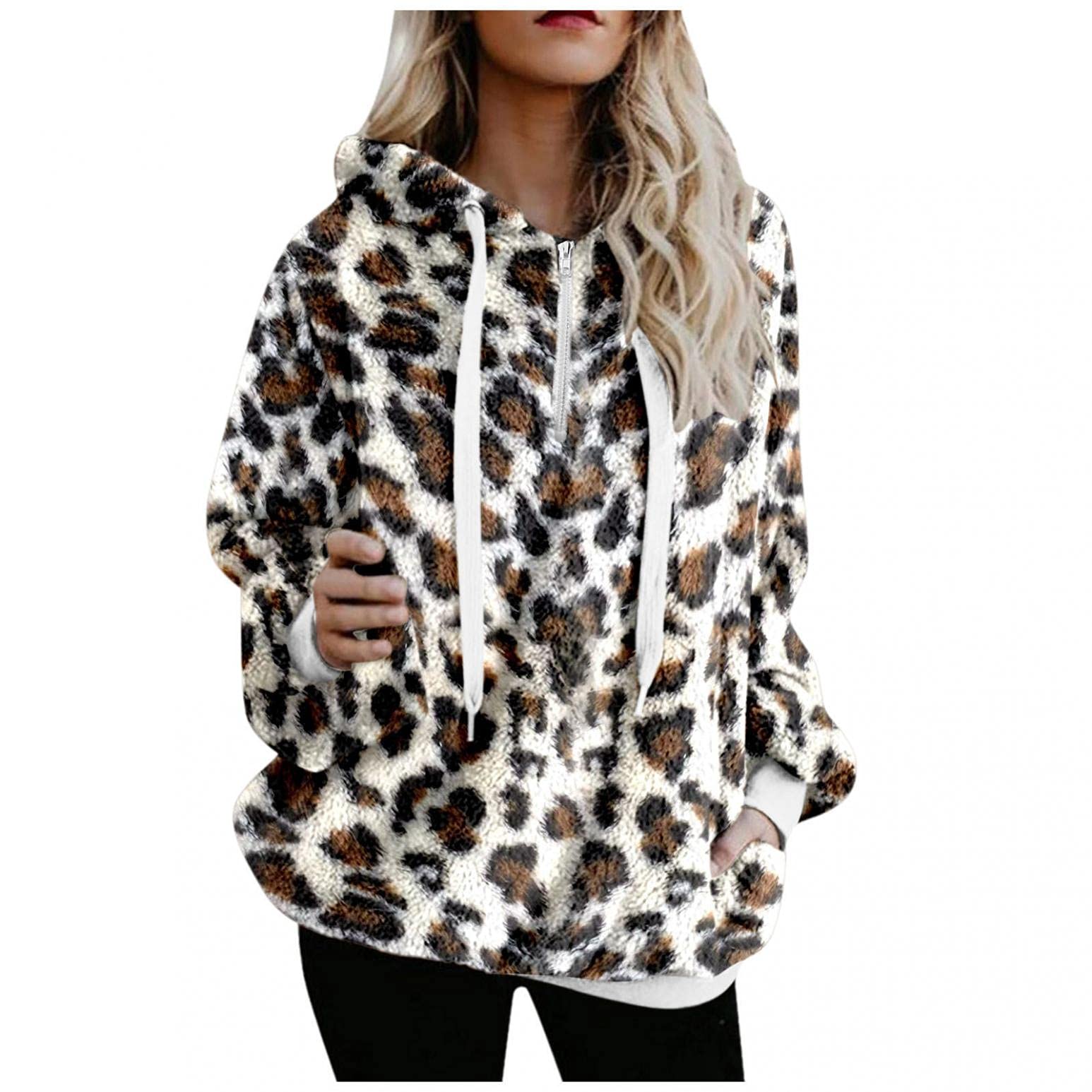 NREALY Women's Fleece-Lined Winter Hoodie - Soft Warm Pullover Sweatshirt with Hood for Ladies - Cozy Casual Wear for Cold Weather & Outdoor Activities
