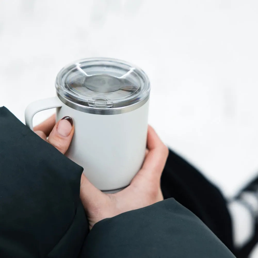 12oz Camping Mug with Handle - Durable Clay Coffee Cup for Outdoor Hiking, Picnics & Travel - Perfect for Hot & Cold Beverages