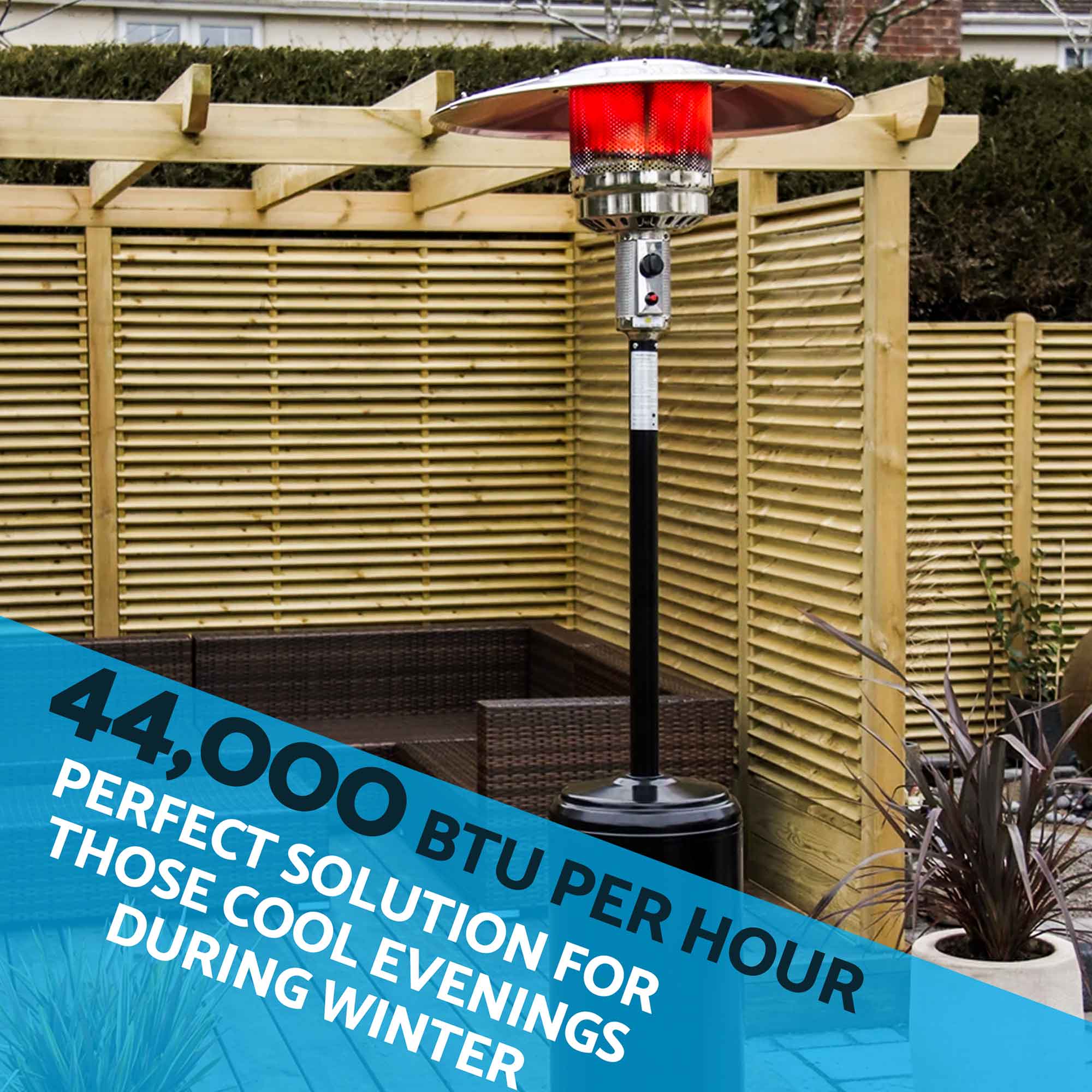 13kW Freestanding Outdoor Gas Patio Heater with Wheels & Weatherproof Cover - Commercial & Home Use - Black (DG220) - Perfect for Restaurants, Backyards & Outdoor Events