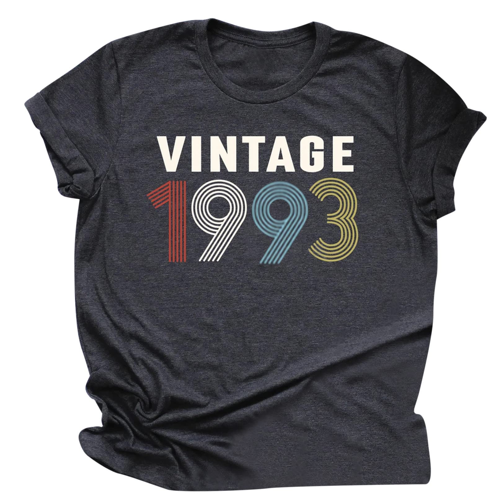 Women's Summer Round Neck Short Sleeve T-Shirt - Casual Blouse & Tee Top (UK Size 6-18) | 30th Birthday Gift Idea with 1993 Design - Perfect for Casual Wear, Parties & Summer Outfits