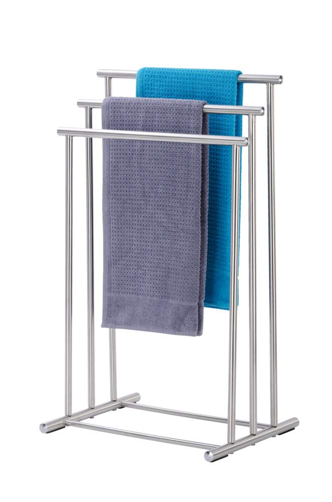 WENKO Stainless Steel Towel Rack & Clothes Stand - Silver, 37 x 50 x 76 cm - Space Saving Bathroom & Bedroom Organizer for Towels, Robes & Clothes