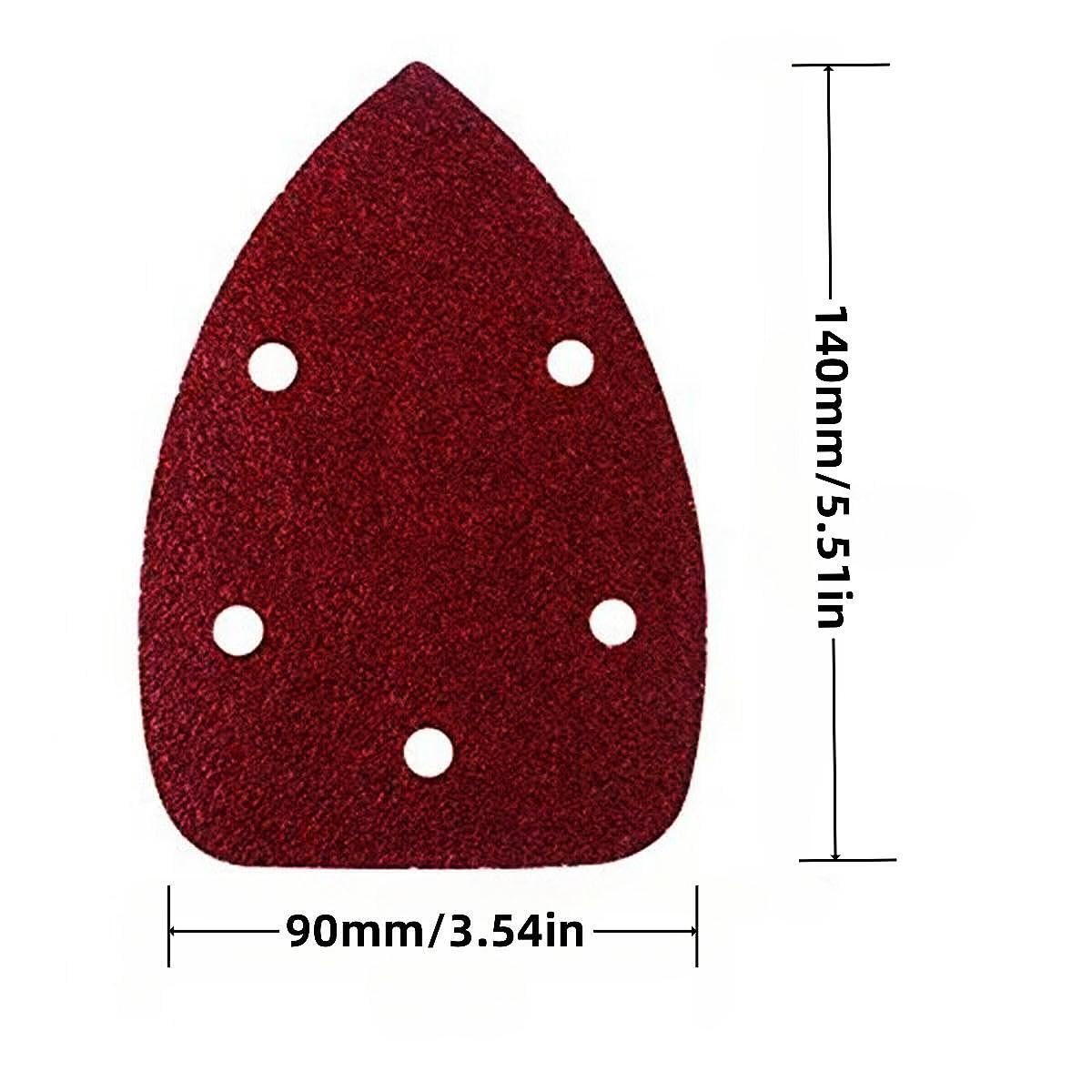 50-Pack 140mm Mouse Detail Sander Sandpaper Sheets - Hook & Loop Backing with 5 Holes - 60/80/120/180/240 Grit Assortment for Woodworking, Furniture Repair & DIY Projects