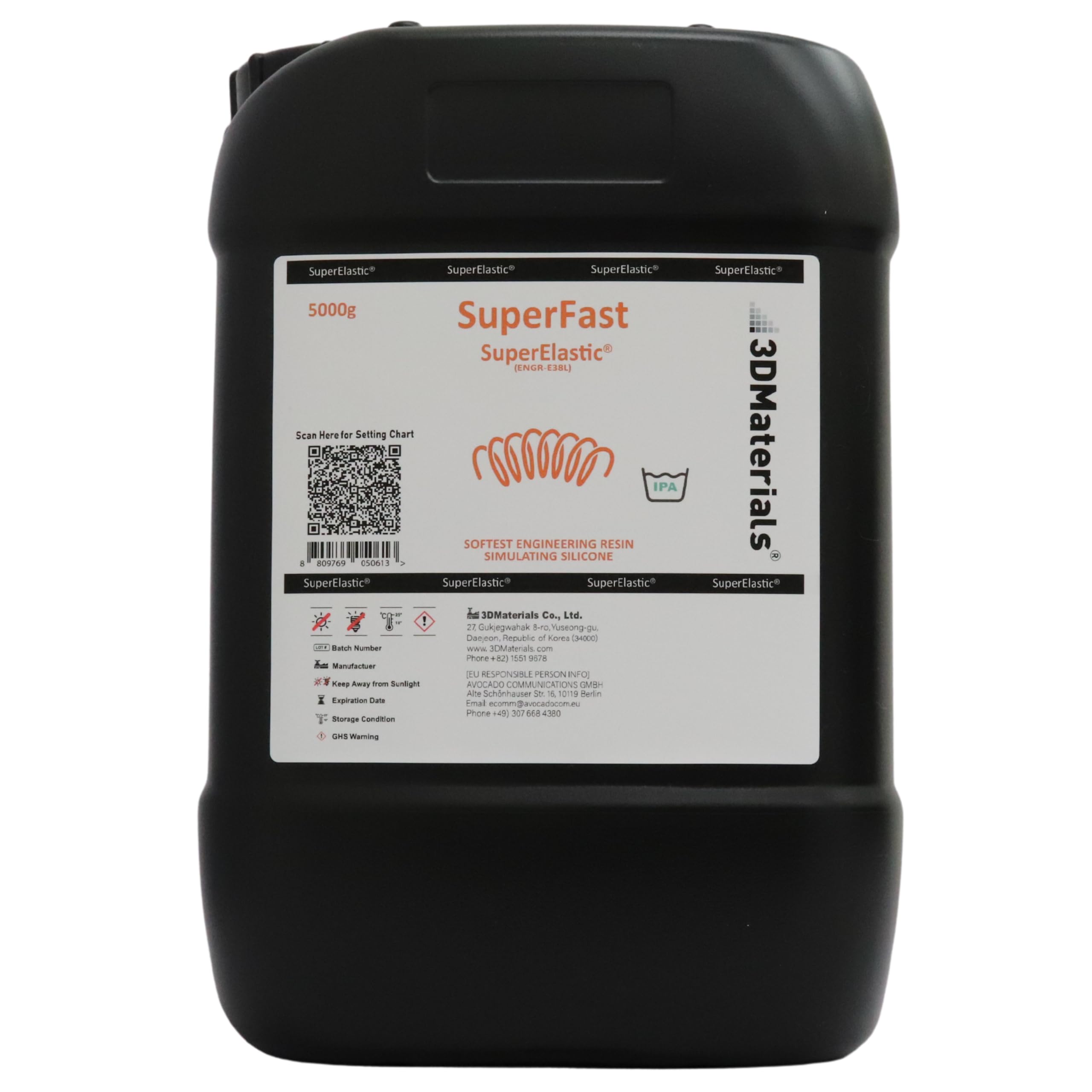3DMaterials SuperElastic 3D Printer Resin - 60A Softness Flexible Resin for Cosplay, Prosthetics & Medical Models (5000g, Clear) | High-Quality Korean-Made Photopolymer for Smooth Printing & Realistic Silicone Simulation