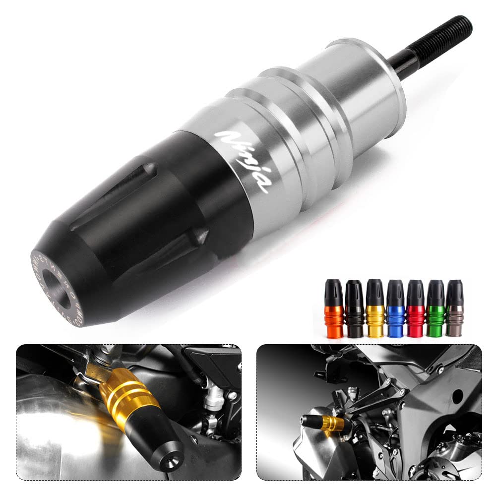 NINJA250 Motorcycle CNC Frame Crash Pads & Exhaust Sliders - Durable Crash Protectors with Custom Logo for Kawasaki Ninja 250 - Perfect for Street Riding, Track Days & Motorcycle Protection