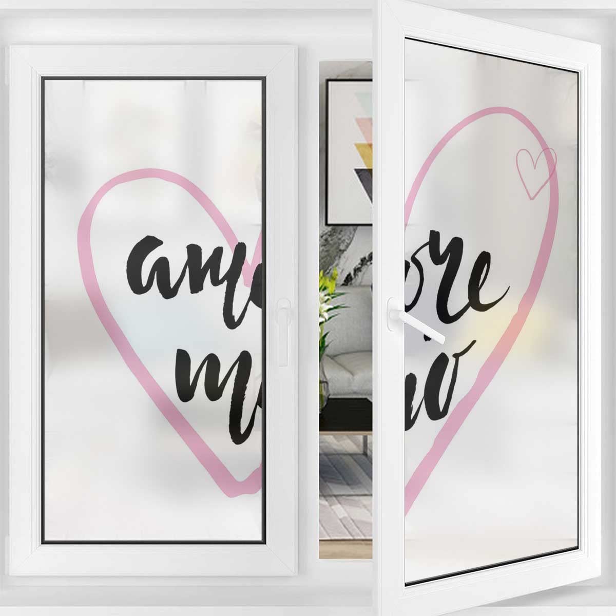 Heart 3D Static Cling Window Film - No Glue Home Decoration, Privacy Window Tinting for Bedroom & Living Room - Perfect for Valentine's Day Decor, Nursery, and Romantic Home Styling