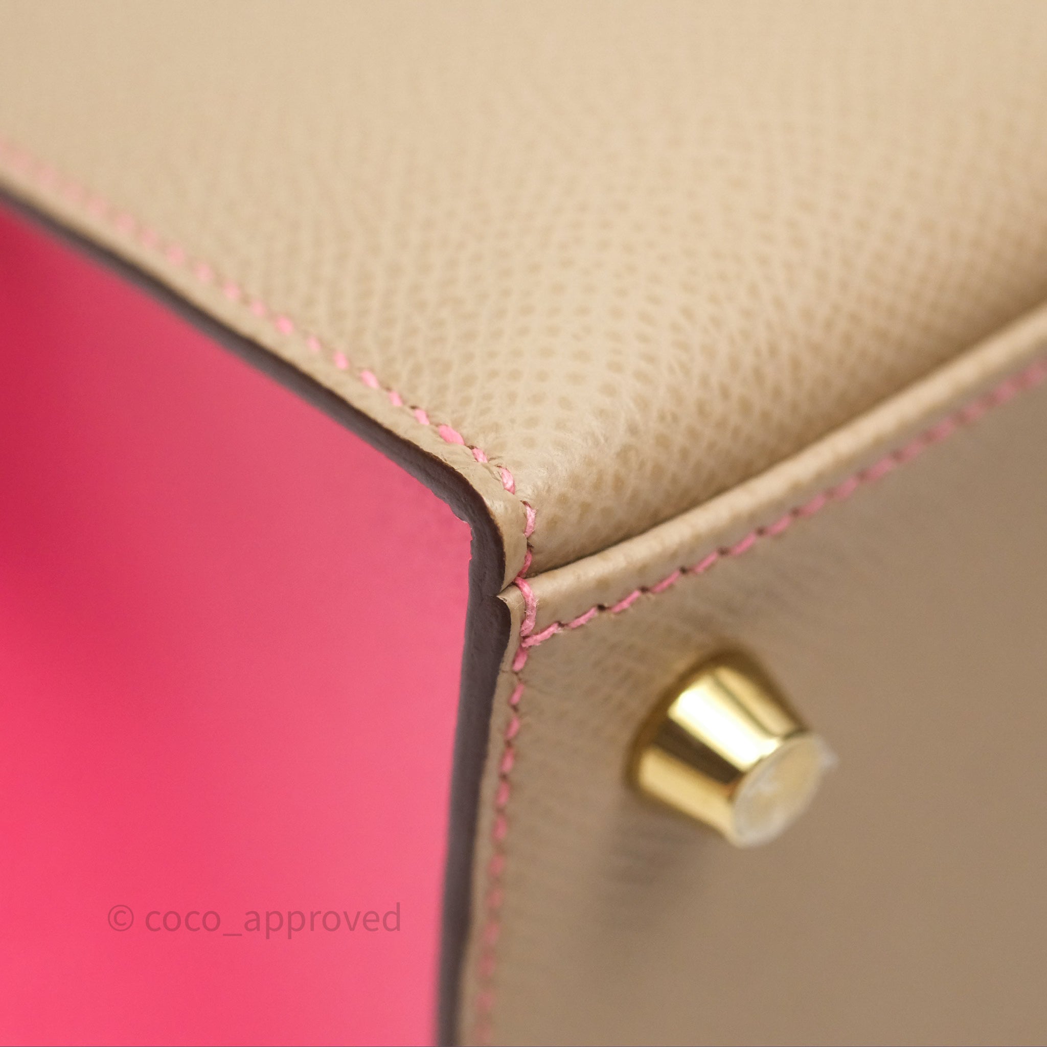 Authentic Hermès Kelly 25 Sellier Bag - Epsom Leather in Beige/Pink with Gold Hardware | Luxury Handbag for Women | Perfect for Work, Parties & Special Occasions