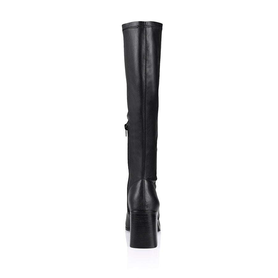 Linden Knee High Boots for Women - Black Smooth Leather Fashion Boots - Perfect for Fall, Winter & Casual Outfits