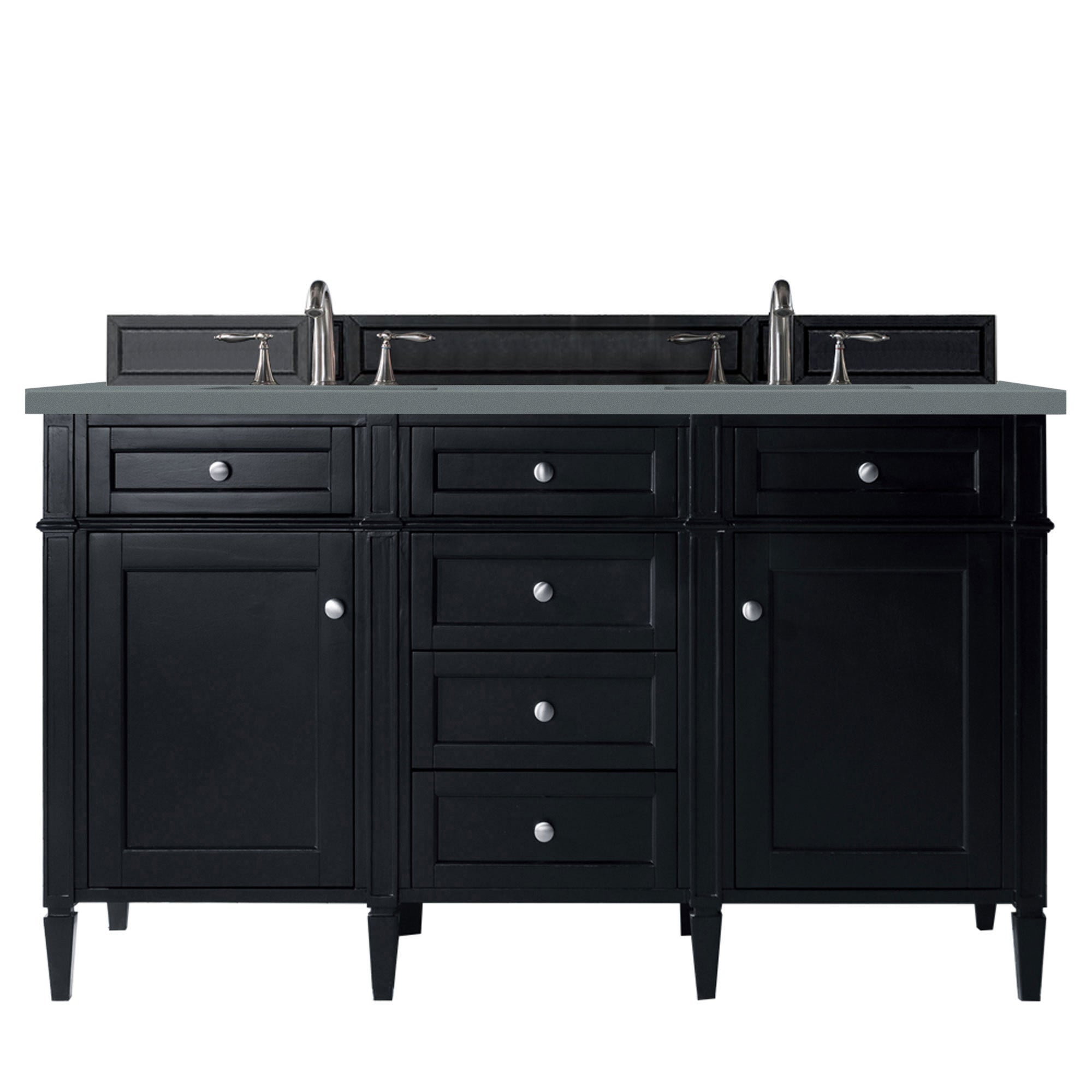 Brittany 60-Inch Black Onyx Double Vanity with 3CM Calacatta Blue Quartz Countertop - Perfect for Modern Bathroom & Master Suite Renovations