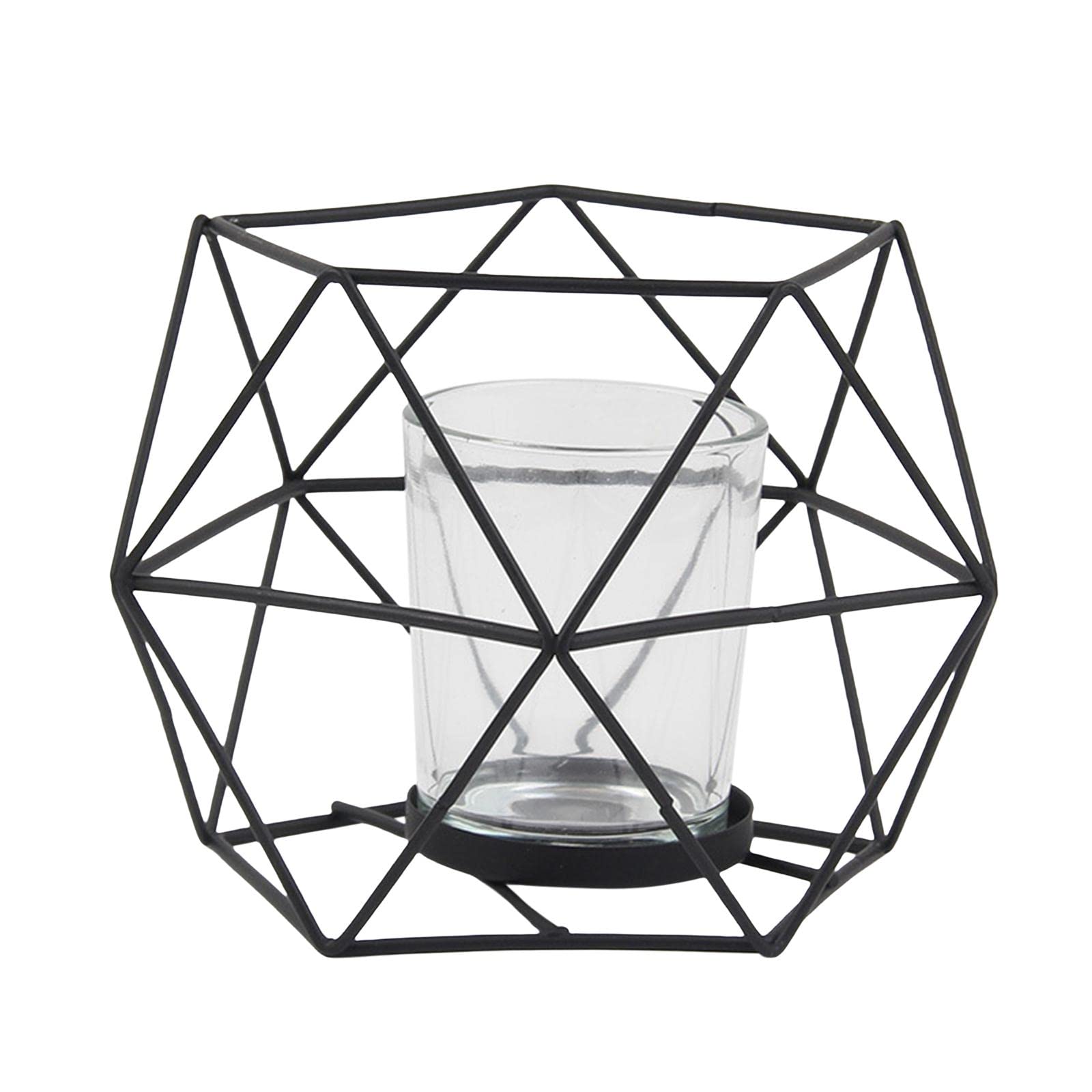 Elegant MagiDeal Geometric Metal Candle Holder - Black Clear Pillar Stand for Tealights & Wedding Centerpieces | Perfect for Home Decor, Romantic Dinners & Special Occasions
