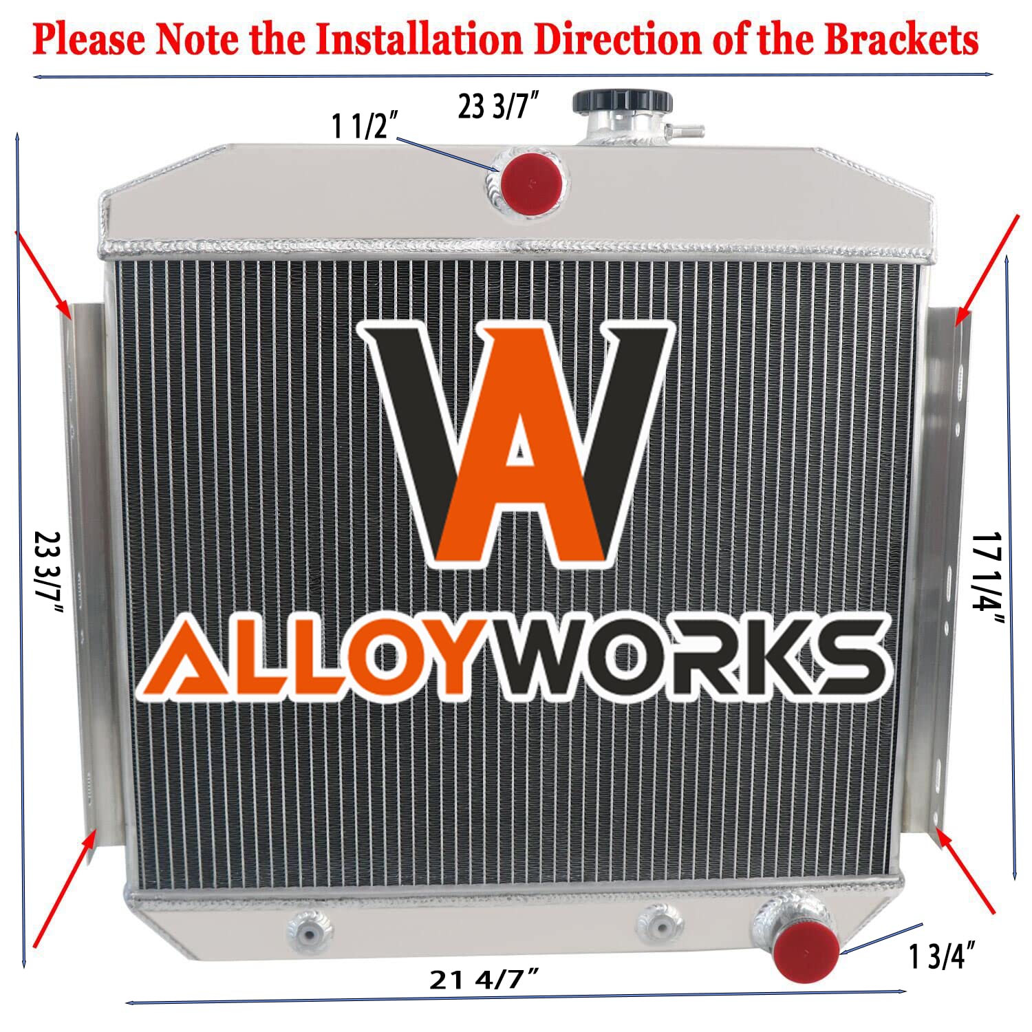 ALLOYWORKS CC5056 3-Row Full Aluminum Radiator with Fan Shroud Relay Kit - Compatible with 1955-1957 Chevy One-Fifty/Two-Ten Series & Belair Del Ray L6 V8 Engines | Perfect for Classic Car Restoration & Hot Rod Upgrades
