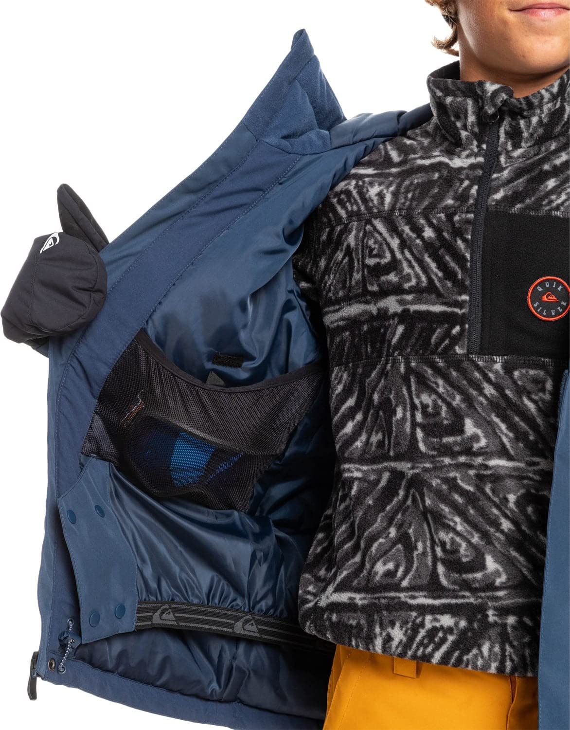 Quiksilver Boys' Big Little Mission 10k Waterproof Snow Jacket - Winter Coat for Kids with Grow System, Warm Insulated Ski Jacket for Snowboarding & Outdoor Activities