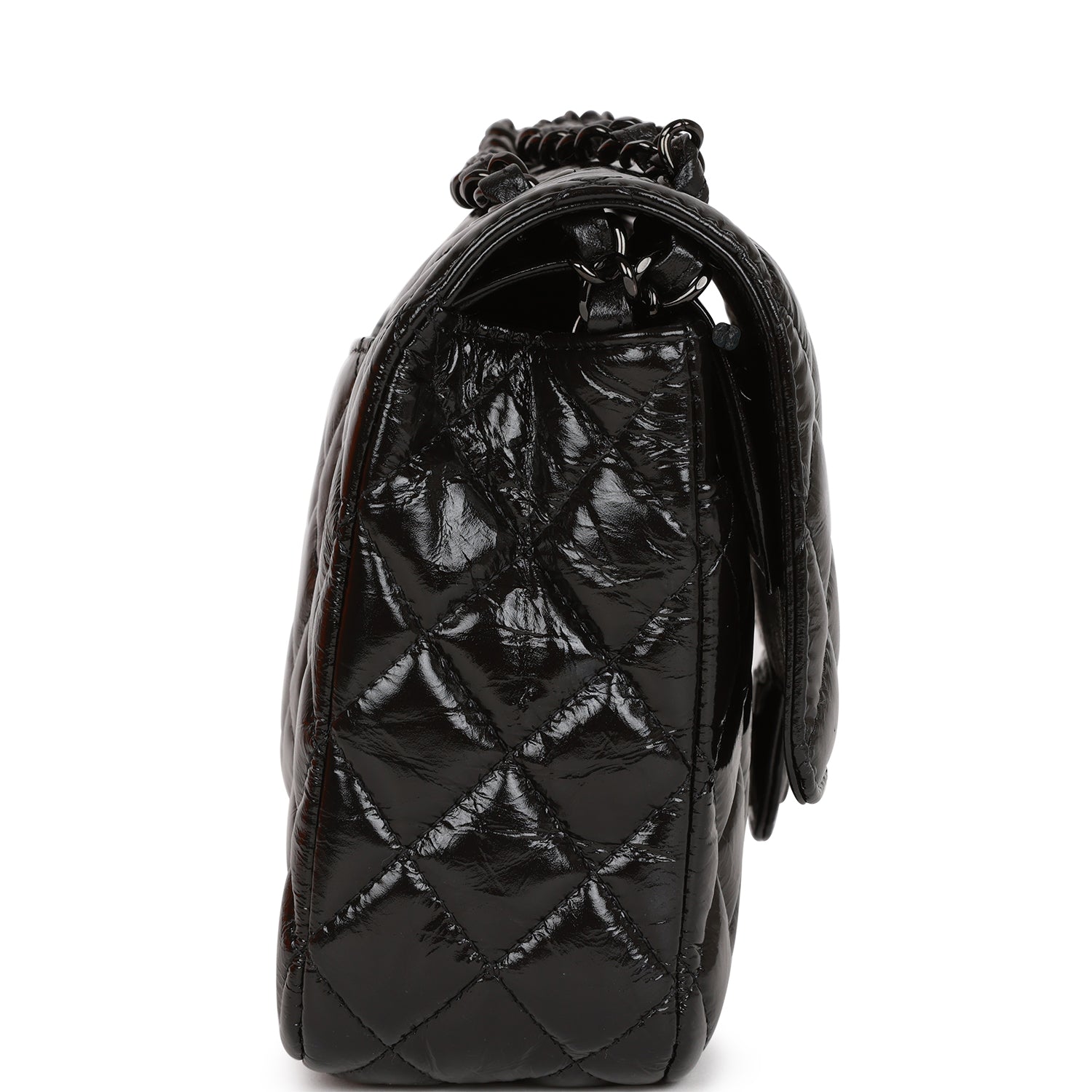 Chanel Medium Classic Double Flap Bag SO Black Crumpled Calfskin with Black Hardware - Luxury Designer Handbag for Women, Perfect for Evening Events & Special Occasions
