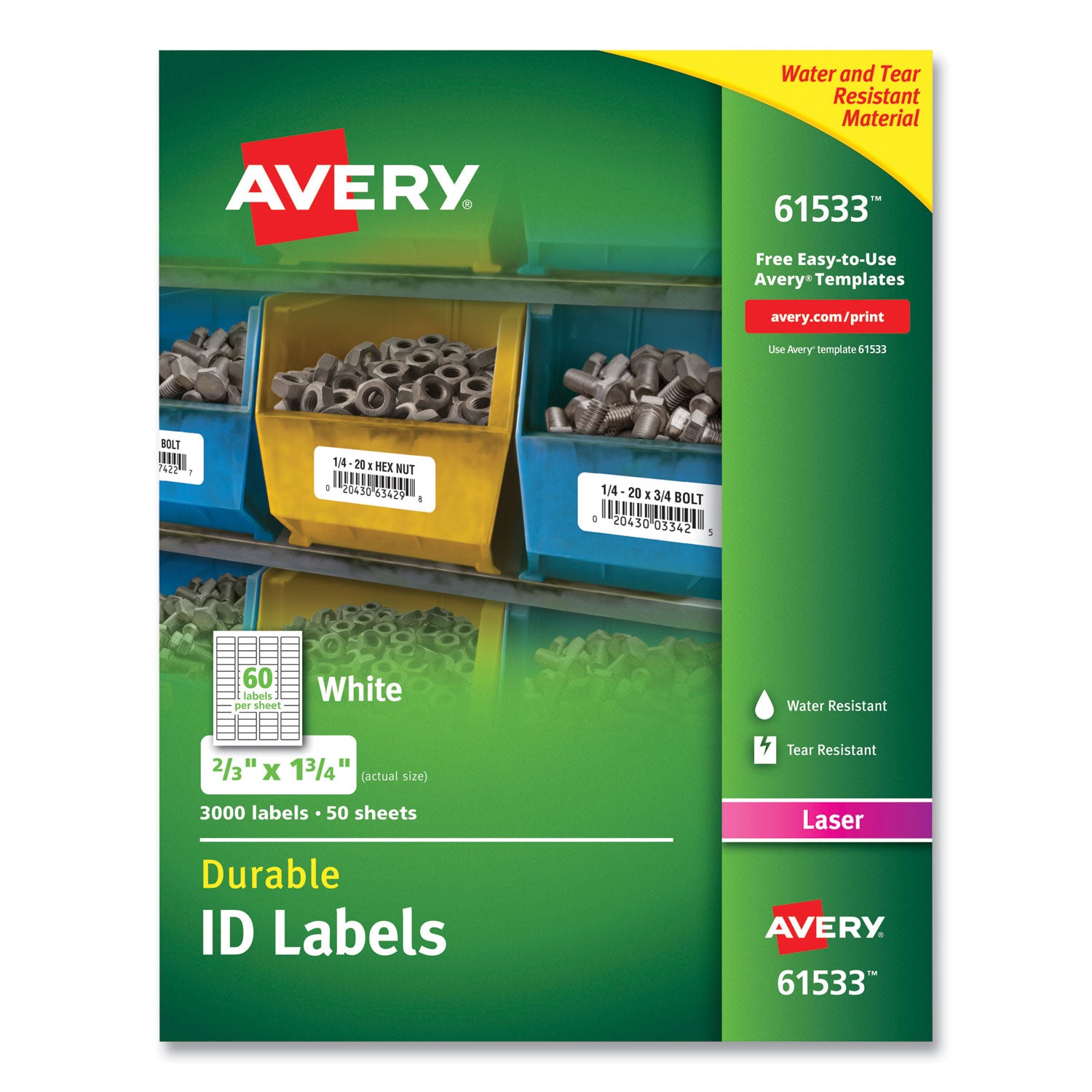 Avery® Durable Permanent ID Labels with TrueBlock Technology - 0.66