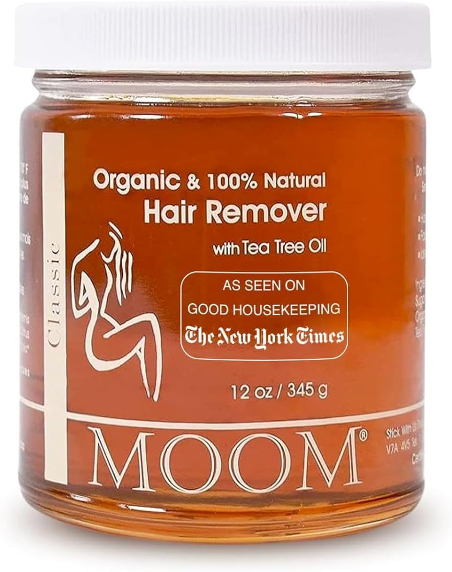 MOOM Organic Hair Removal Kit - Natural Waxing Solution for Sensitive Skin with Lavender, Tea Tree Oil, Avocado & Green Tea | Includes Reusable Strips & Sticks | Perfect for Face, Bikini, Legs & Body Hair Removal at Home or Salon