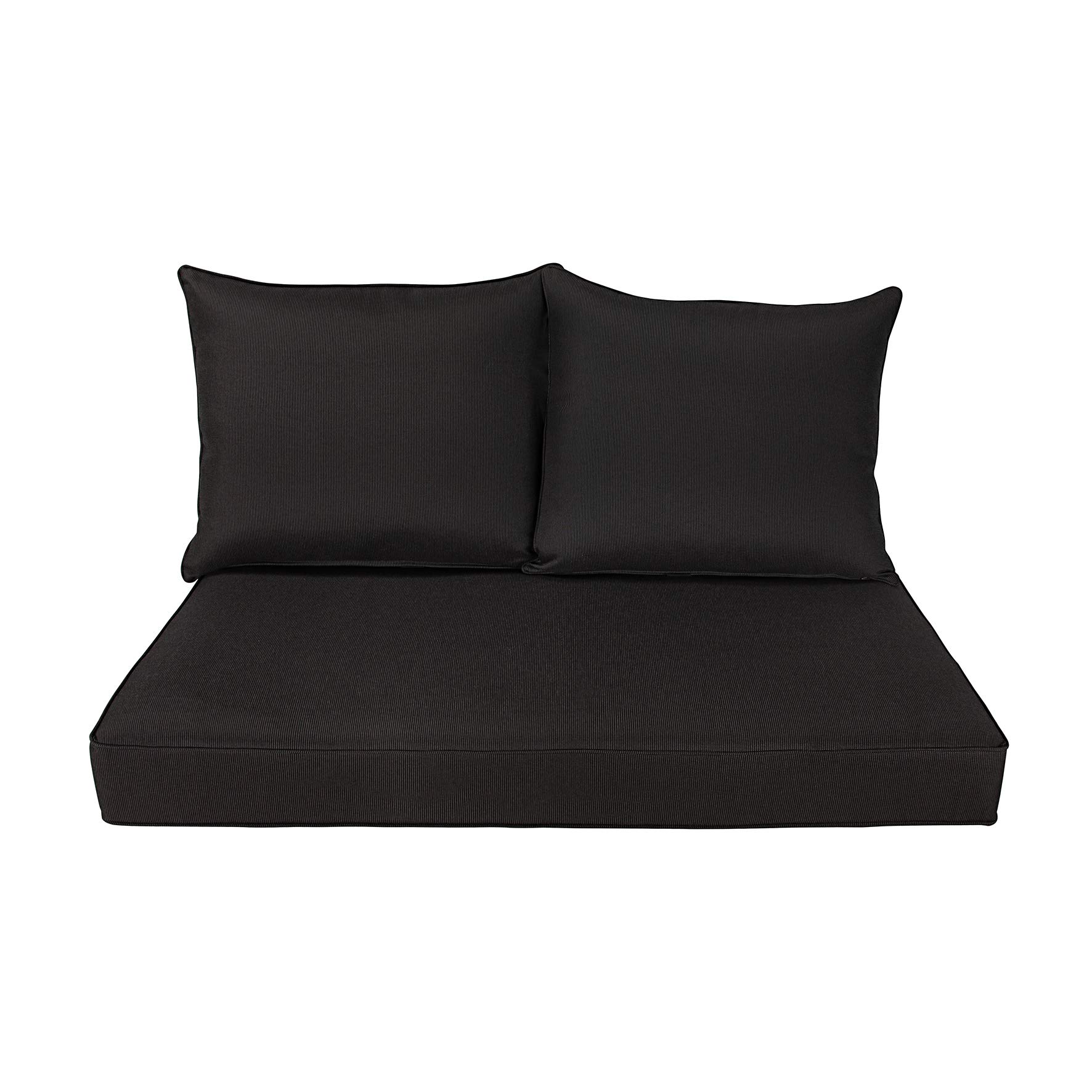 BOSSIMA Patio Furniture Cushions - Deep Seat Glider Loveseat Cushion Set for Indoor & Outdoor Use - Comfortable Black Outdoor Seating Cushions - Perfect for Garden, Deck, Porch and Poolside Relaxation