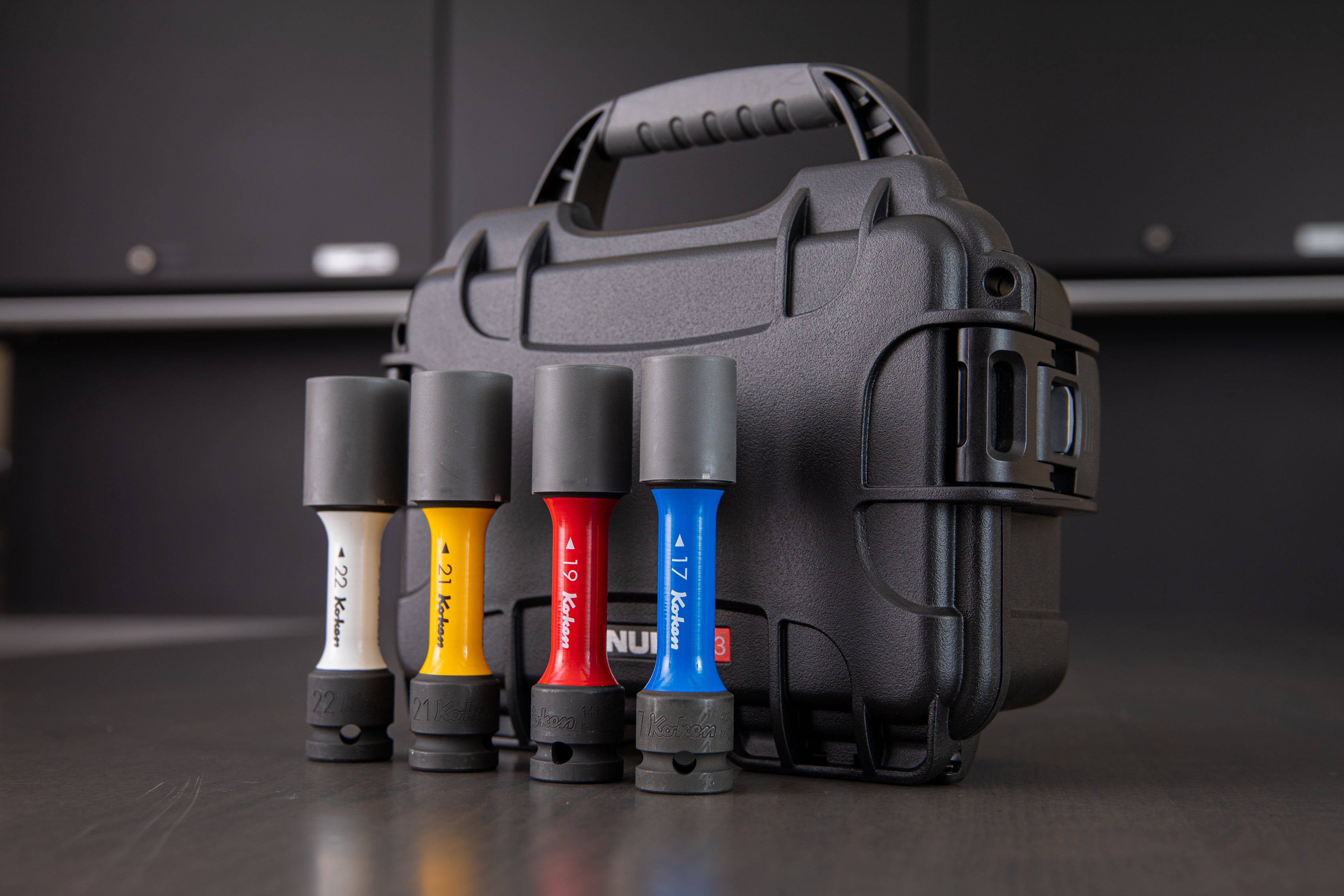 Koken 4-Piece 1/2 Inch Drive Wheel Socket Set with Durable Hard Case - Perfect for Auto Repair, Tire Changes & DIY Car Maintenance