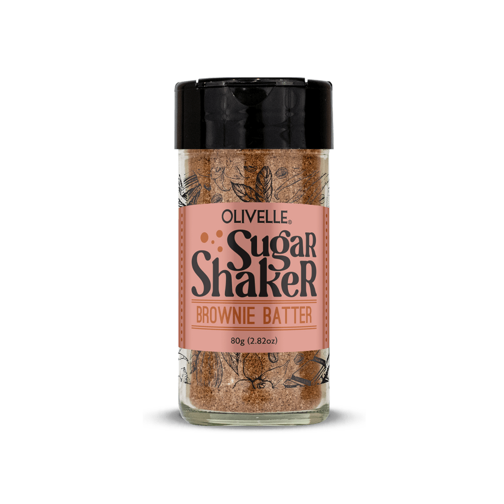 Olivelle Brownie Batter Sugar Shaker - 3 oz Gourmet Baking Sugar for Desserts, Coffee & Cocktails - Perfect for Sprinkling on Cakes, Cookies & Drinks