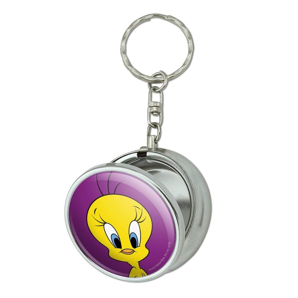 Looney Tunes Tweety Bird Portable Ashtray Keychain with Cigarette Holder - Compact Travel Size for Purse, Car & Outdoor Use