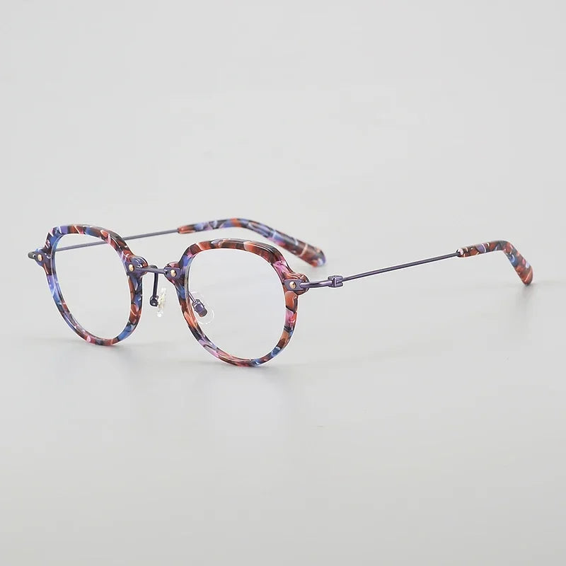 Aror Unisex Full Rim Flat Top Oval Titanium Acetate Eyeglasses Frame 46018 - Lightweight & Durable for Work, Reading & Fashion