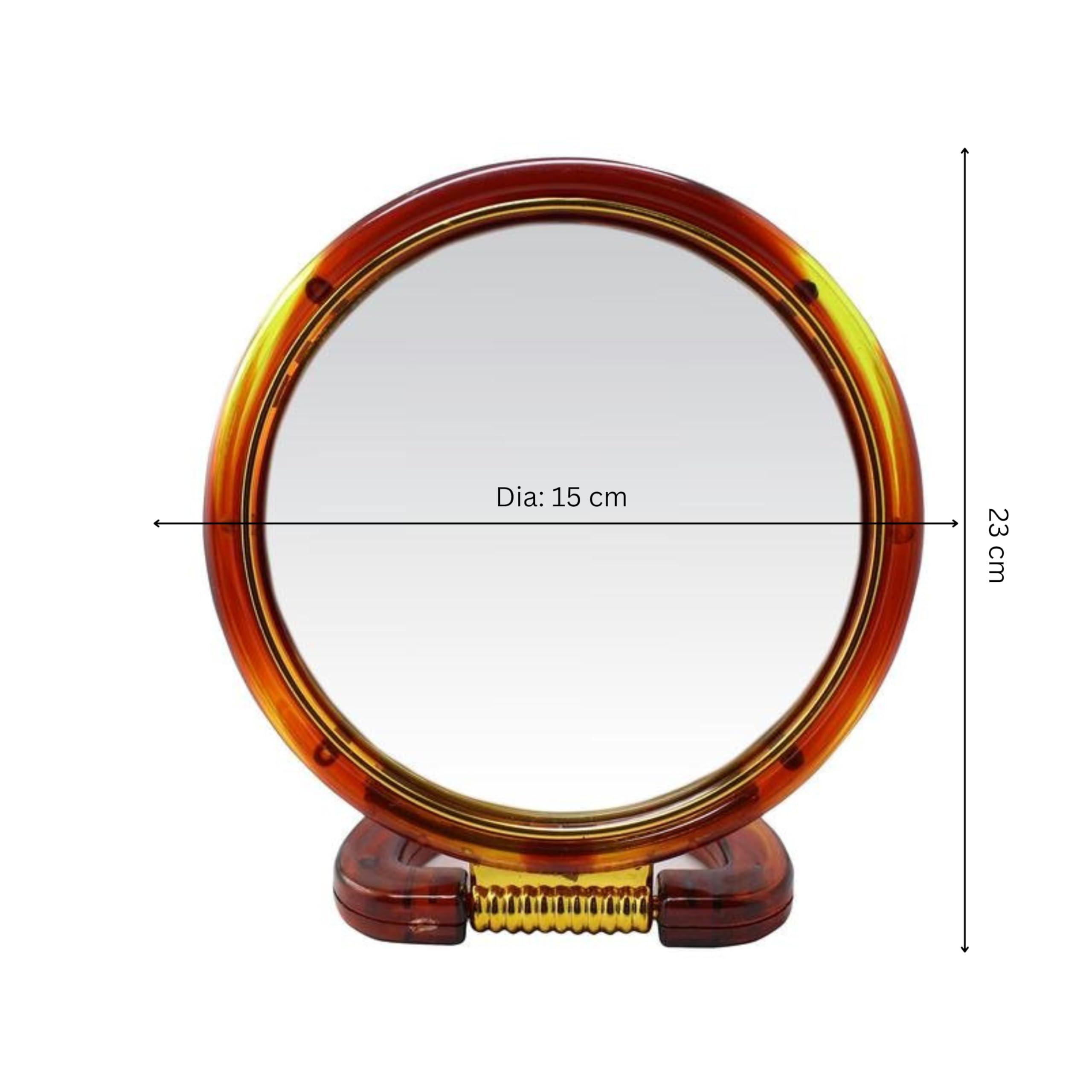 Double-Sided Cosmetic Mirror with Foldable Base - 1X & 5X Magnification - 15cm Round Brown Vanity Mirror for Makeup, Skincare & Travel | Perfect for Home, Salon & On-the-Go Beauty Routine