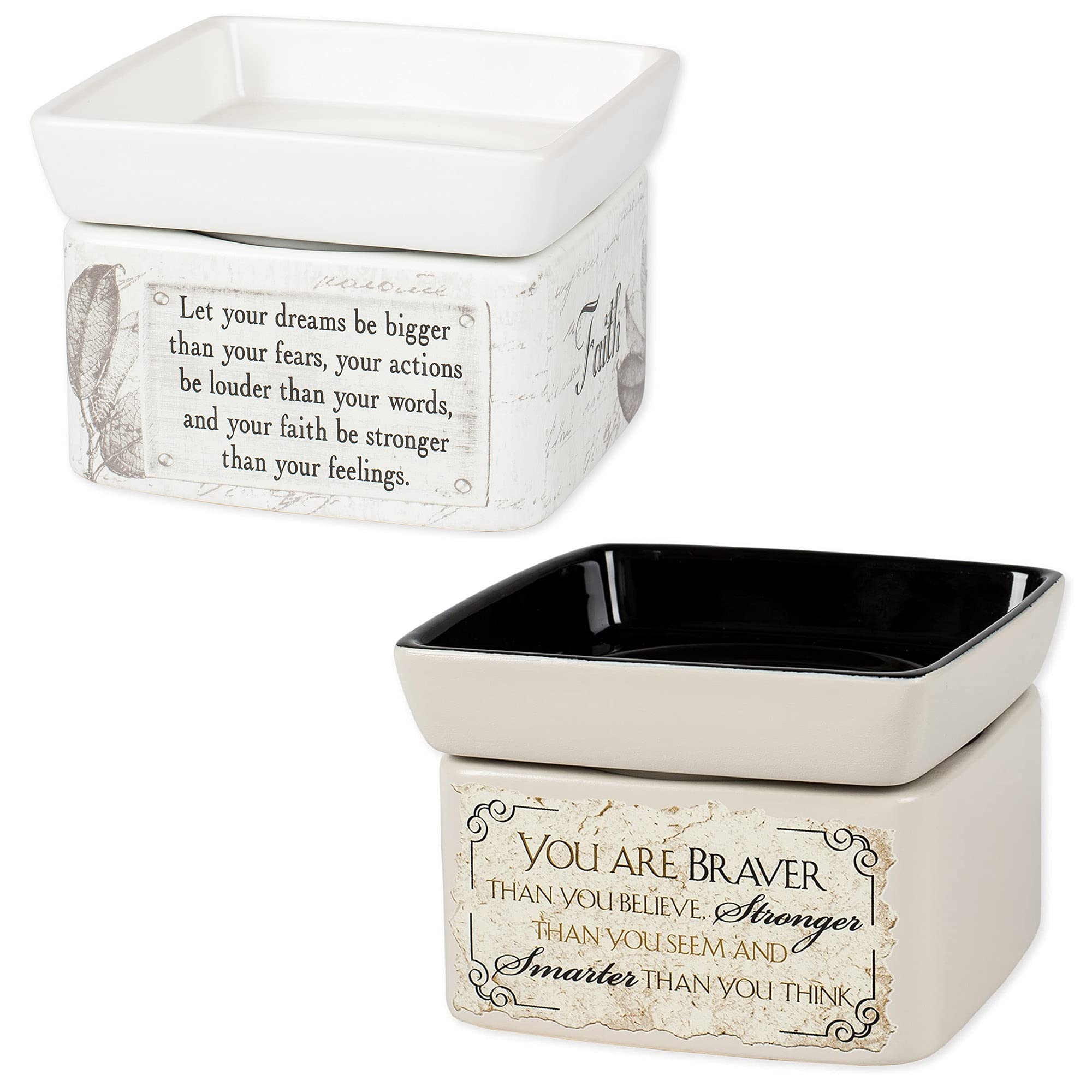 Elanze Designs You Are Braver Faith Stronger 2-in-1 Electric Jar Candle & Wax Warmer - Perfect for Home, Office, and Relaxation Spaces