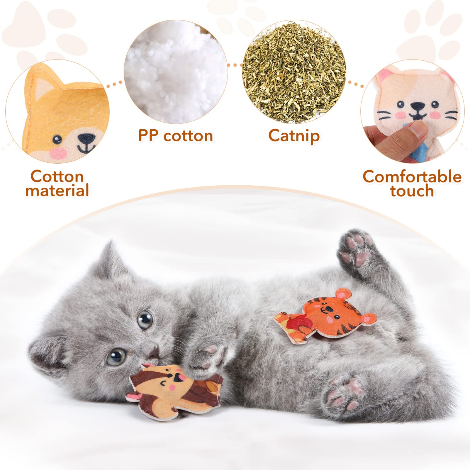 6Pcs Cat Toys Set with Catnip - Interactive Kitten Chew Toys in 6 Fun Designs for Indoor Play, Christmas & Halloween Gifts for Cats