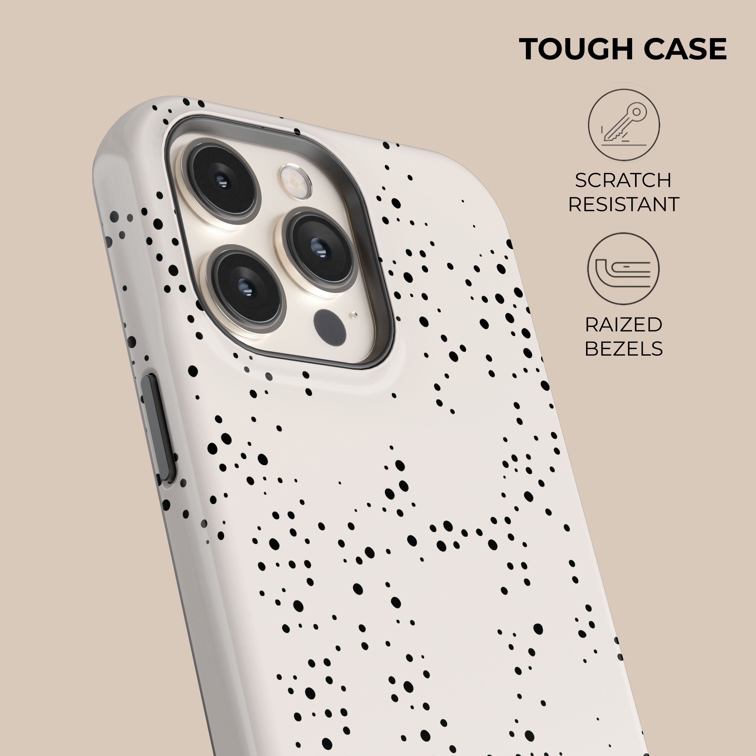 Beige Polka Dot Phone Case - Cute & Trendy Protective Cover for iPhone & Samsung - Perfect for Everyday Use & Stylish Outfits