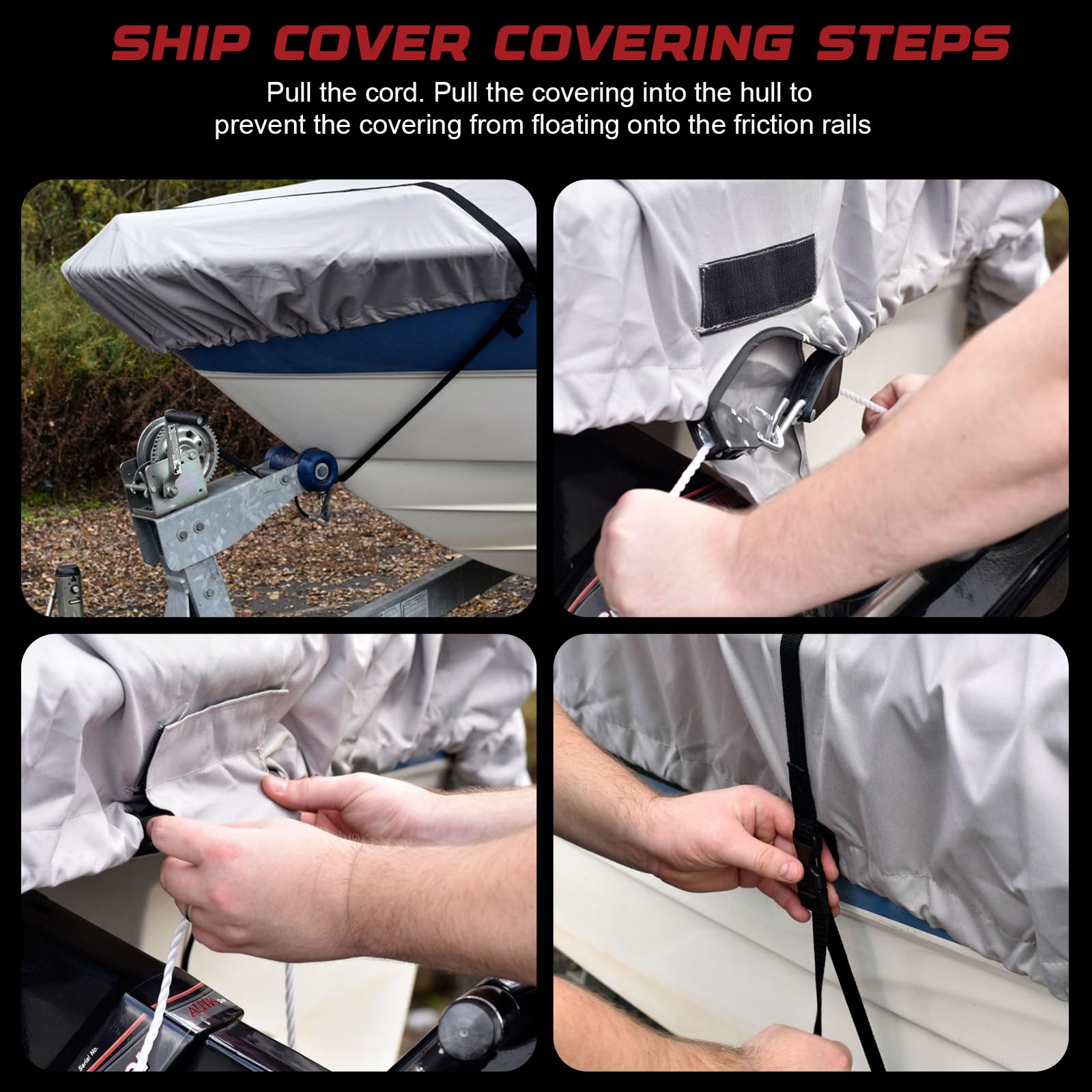 GOODSMANN Heavy Duty Waterproof Jon Boat Cover - UV Resistant Marine Grade Fabric with Adjustable Straps, Fits 18ft Length & 75