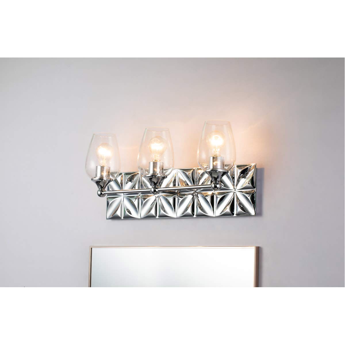 Lucas & McKearn BB1300PC-3 Epsilon Modern Bathroom Vanity Light - Polished Chrome Finish, 3-Light Fixture for Bathroom Mirror Lighting, Perfect for Home Renovation & Spa-Style Decor
