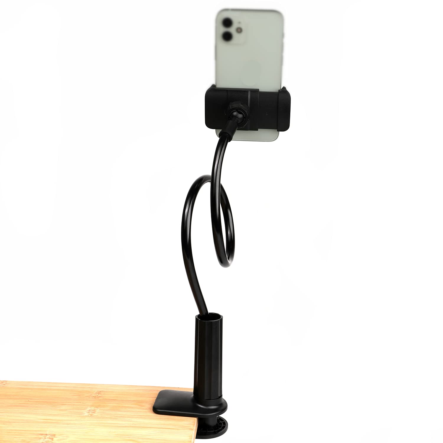 360° Rotating Gooseneck Phone Holder for Bed & Table - Flexible Lazy Bracket Stand with Secure Clip for All Smartphones | Perfect for Watching Videos, Reading & Hands-Free Calling