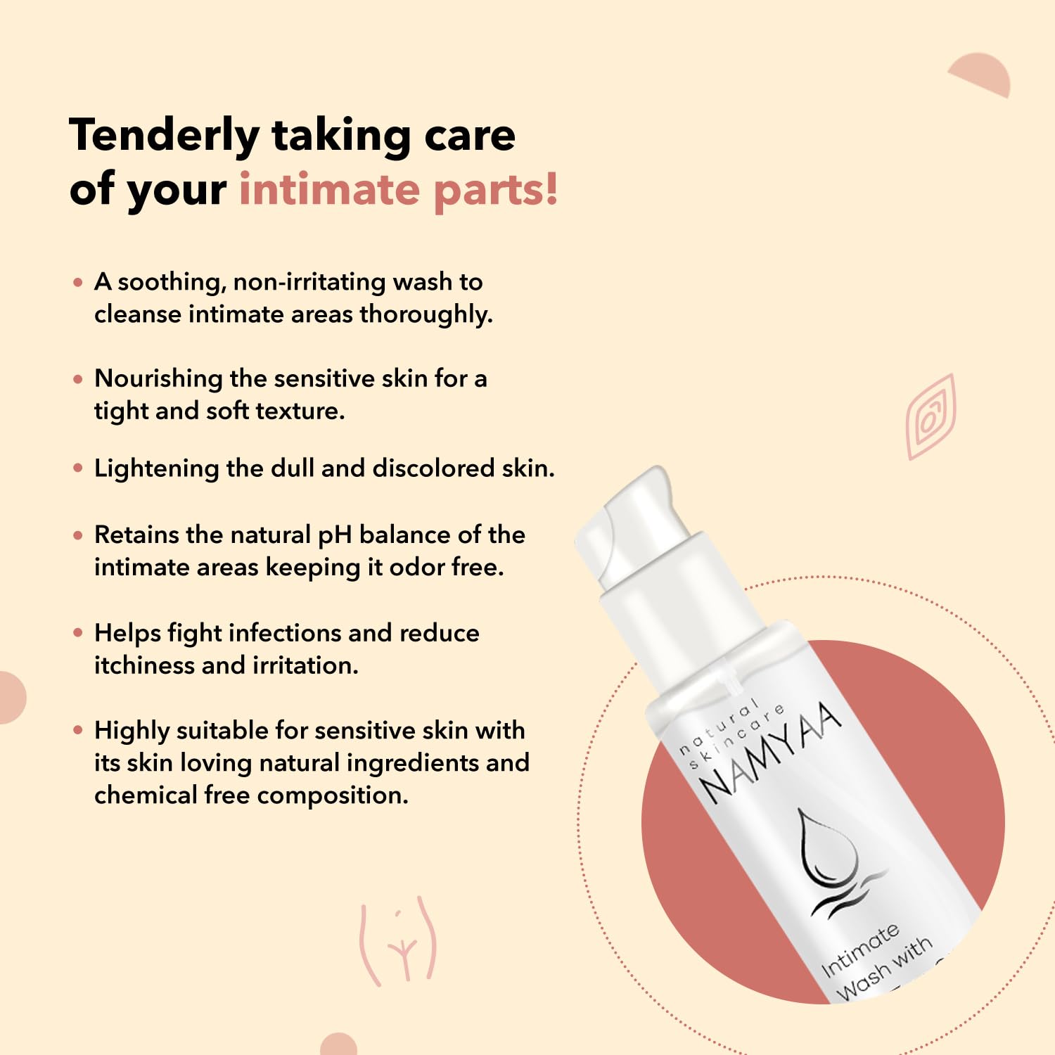 Namyaa Intimate Lightening Serum & Hygiene Wash for Men & Women - 3.5oz (100g) Each | Brightening Care for Sensitive Areas | Perfect for Daily Intimate Hygiene & Skin Tone Balancing