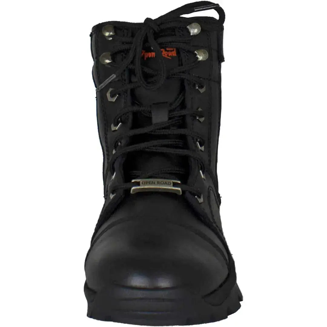 Open Road Women's SWAT Motorcycle Boots - Black Leather Riding Boots for Harley & Cruiser Bikes - Perfect for Long Rides & Motorcycle Events