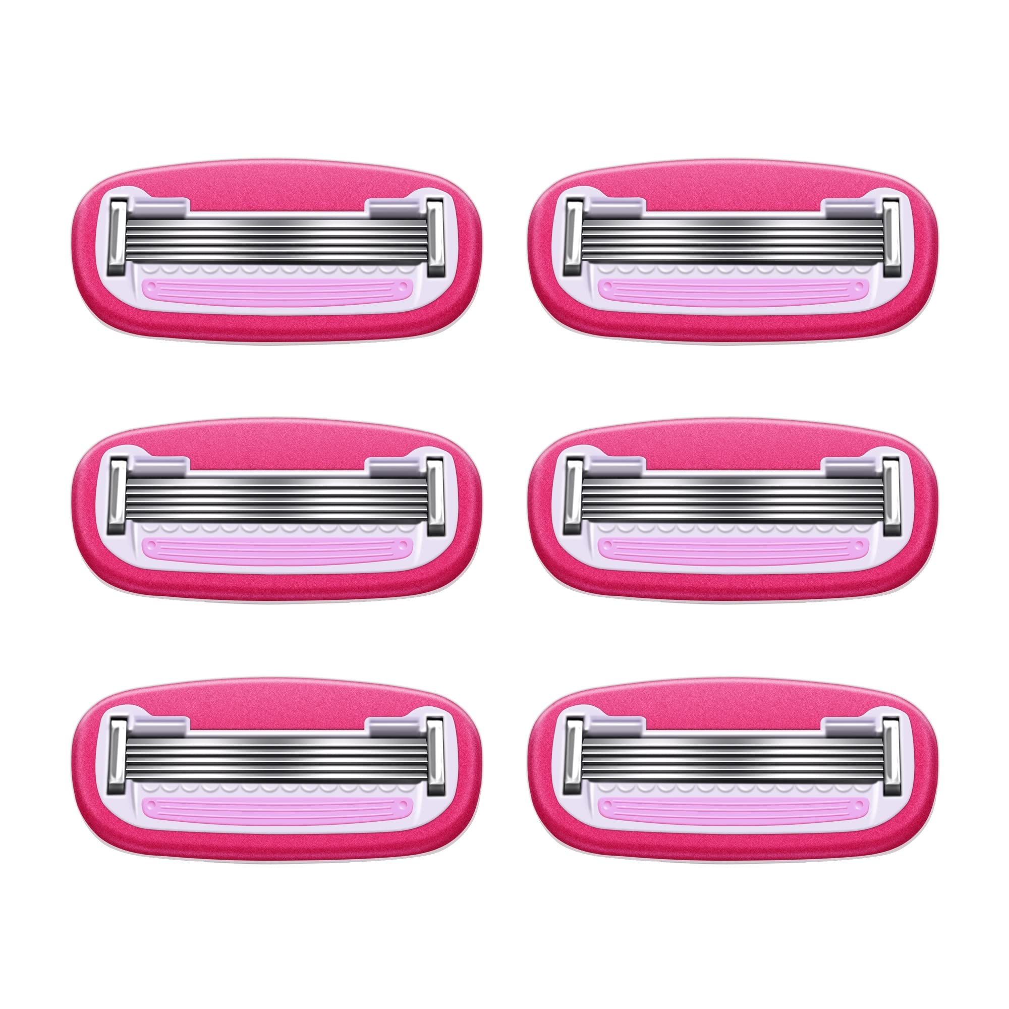 Amazon Basics Women's 5-Blade Razor Refill Cartridges - 6 Pack | Compatible with Venus & FITS System Razor Handles | Smooth Shaving for Legs, Underarms & Bikini Area | Hypoallergenic Moisture Strips