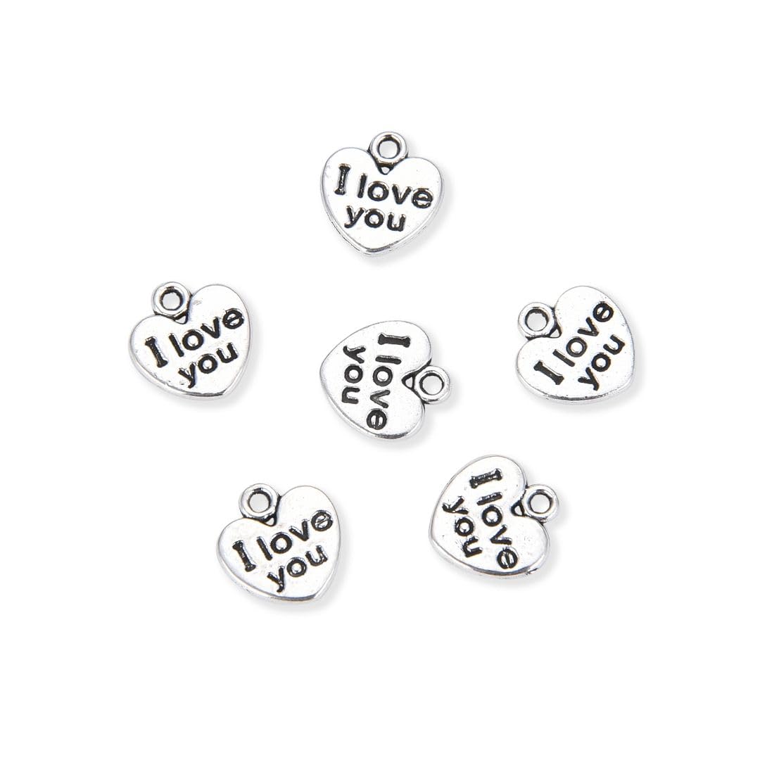 Adabele Heart Charm Pendants - Antique Silver Jewelry Charms for Necklace, Bracelet, Earrings & Keychain - DIY Jewelry Making Supplies for Women & Men - Perfect for Gifts, Crafting & Personal Accessories