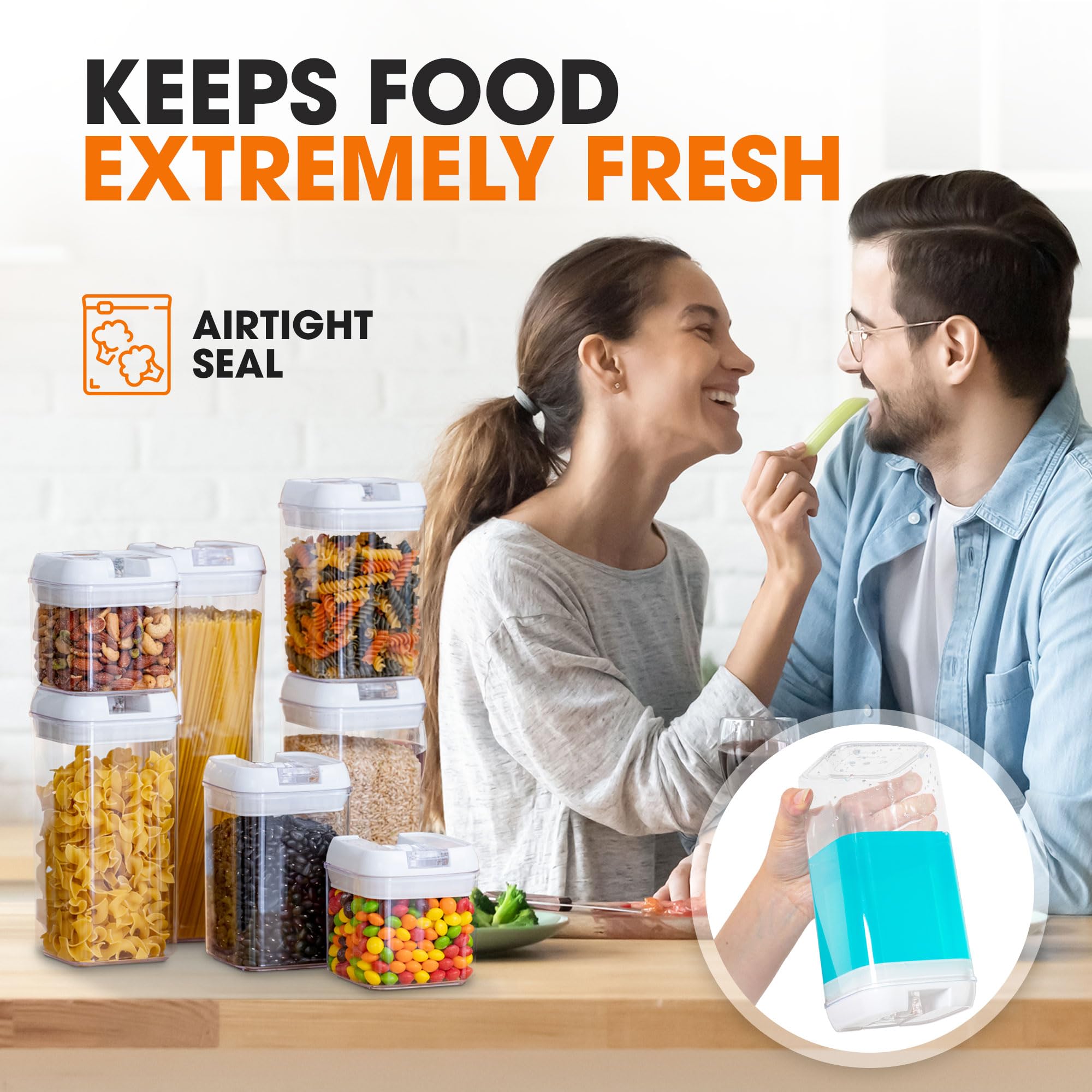 Airtight Food Storage Containers Set of 7 with Lids - Cheer Collection Kitchen Pantry Organizers for Flour, Sugar, Cereal & Dry Goods - Perfect for Home, Office & Meal Prep (White)