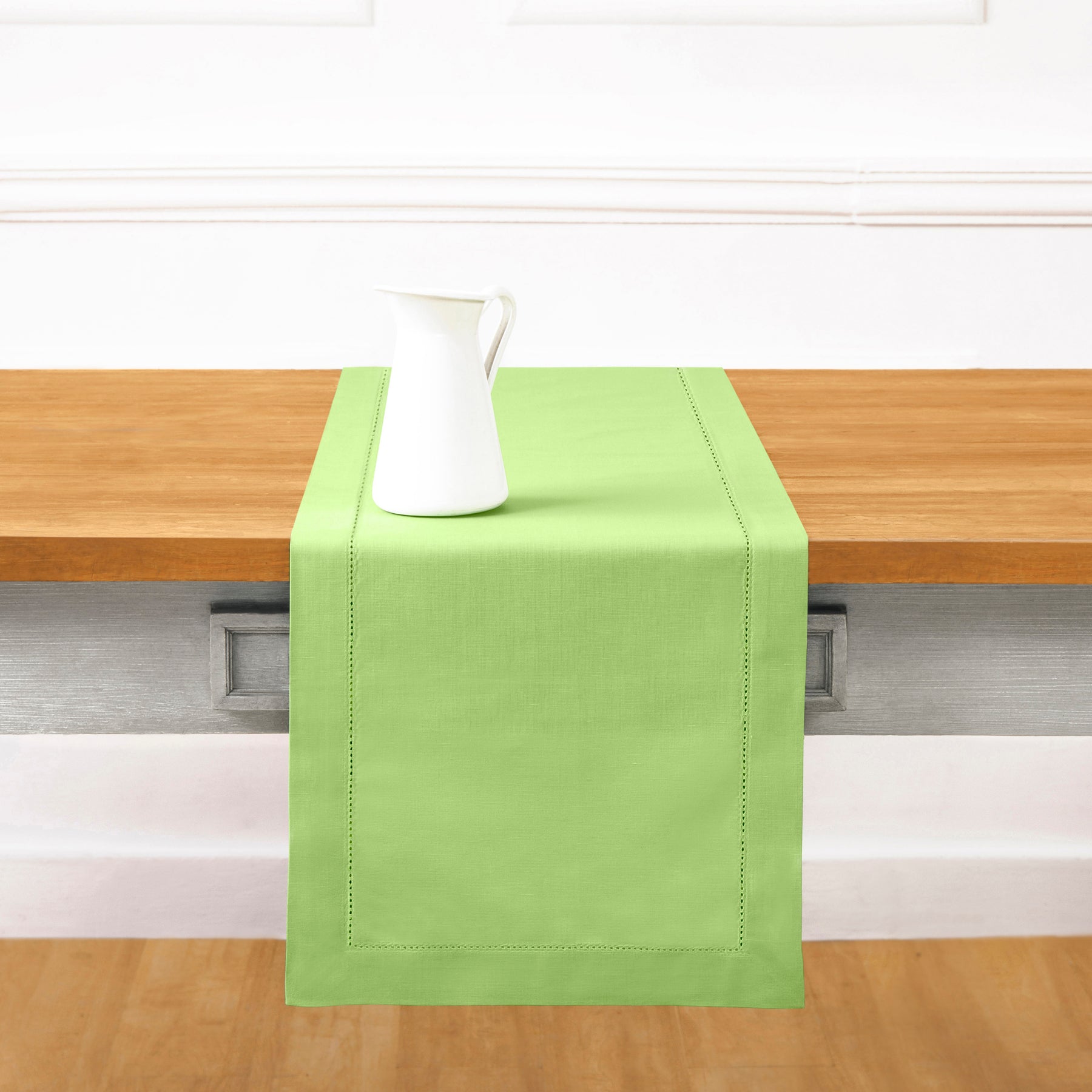 Premium Cotton Linen Hemstitch Table Runner - Elegant Dining Table Decor for Weddings, Parties & Home Decor - 60