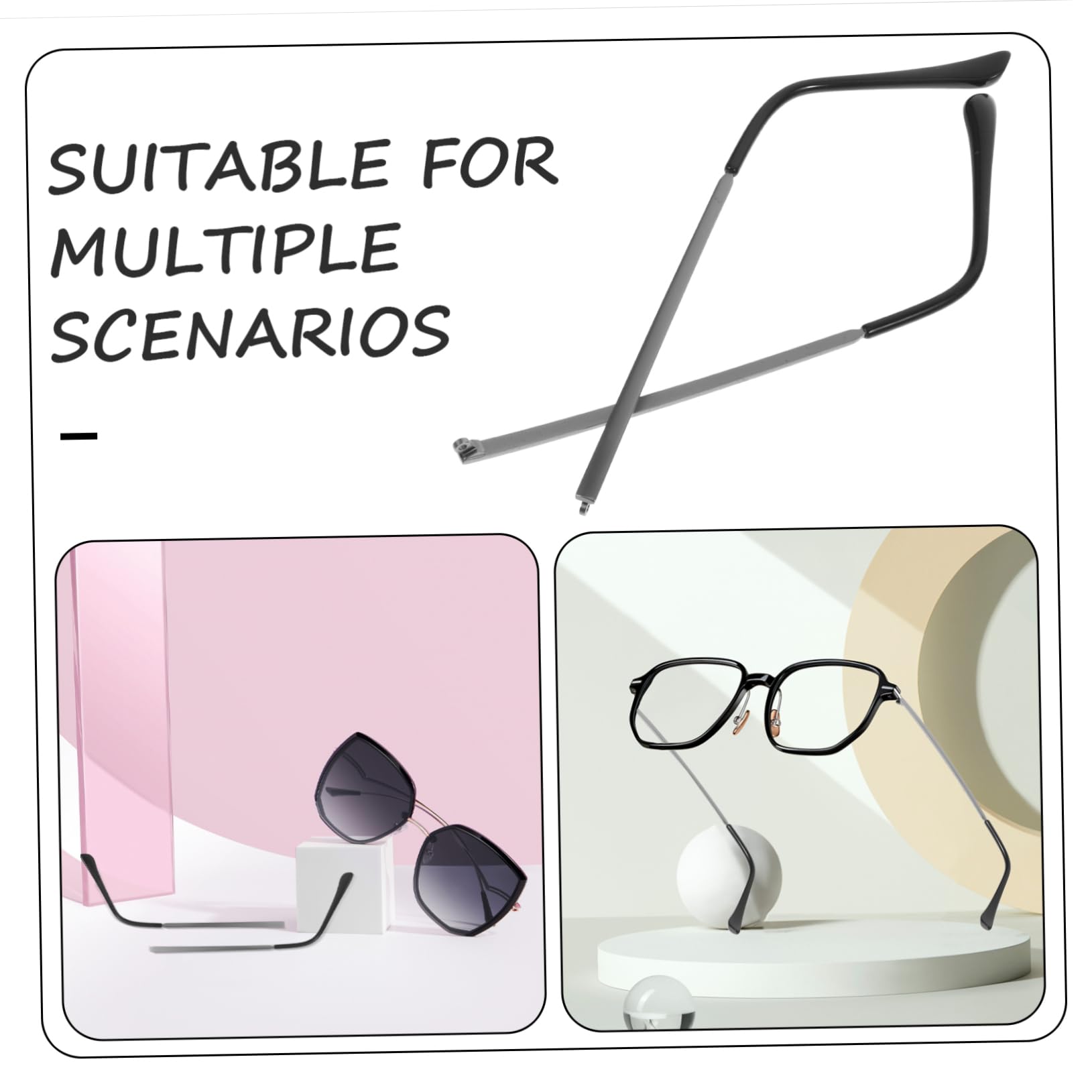 Minkissy 2 Pairs Universal Glasses Replacement Arms - Metal Frame Sunglasses & Eyeglass Legs for Men Women - Perfect for Repairing Broken Glasses at Home or Office