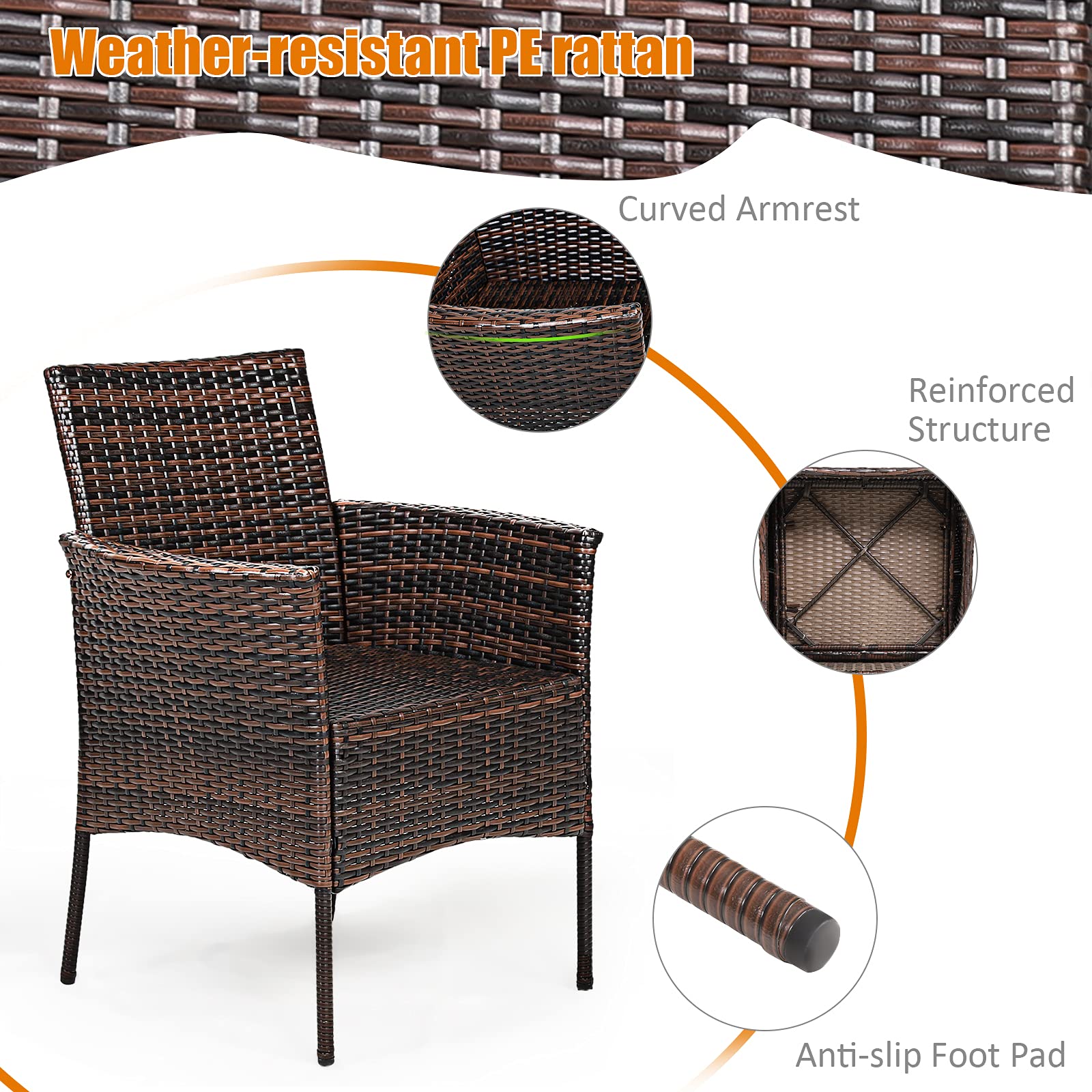 Tangkula 2-Piece Outdoor PE Rattan Patio Chair Set with Removable Cushions - Mix Brown Wicker Armchairs for Garden, Poolside, Lawn, Porch & Backyard - Perfect for Relaxing, Dining & Outdoor Entertaining