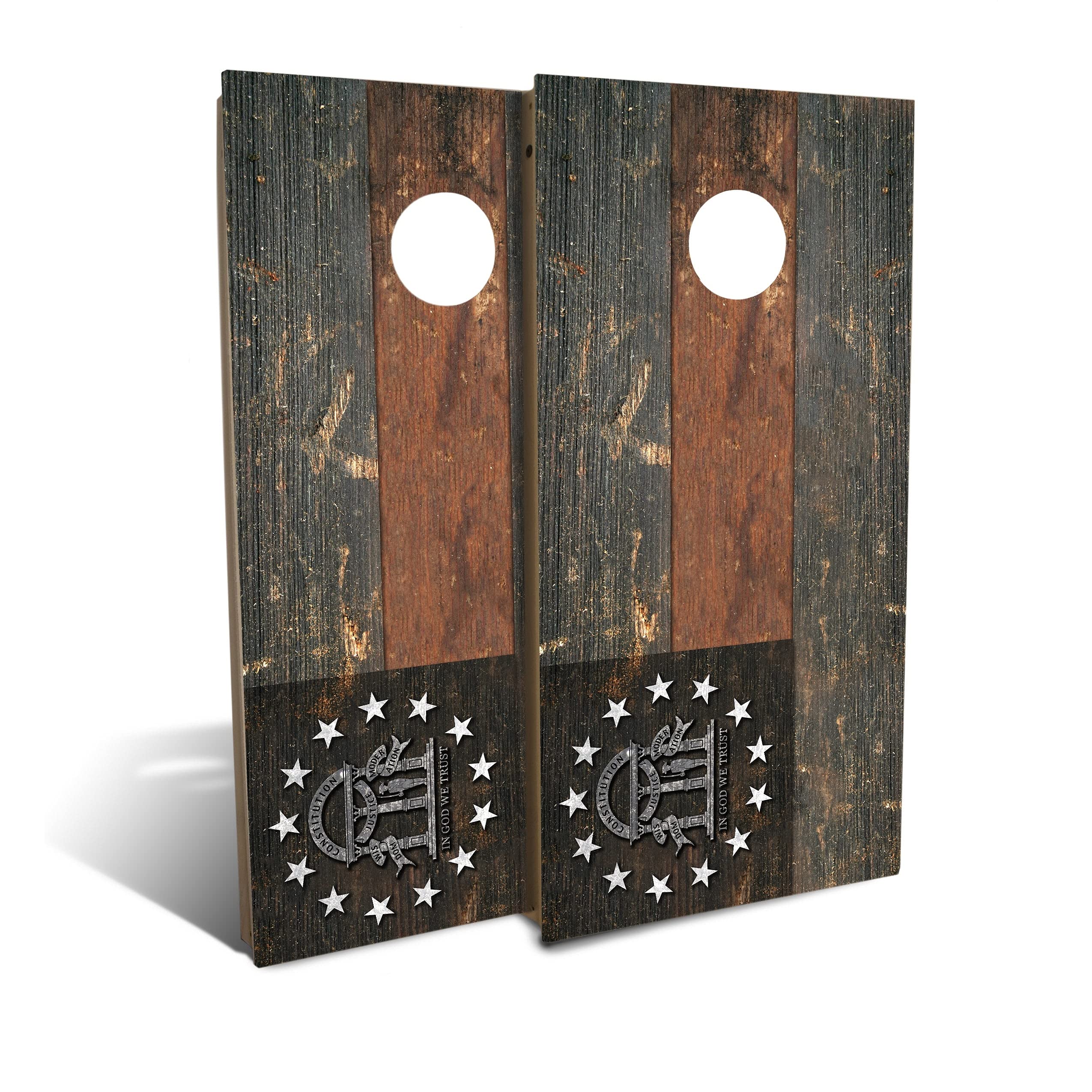 Vintage Georgia State Flag Cornhole Board Set with 8 Bean Bags - Outdoor Lawn Games for Backyard, Tailgating, and Parties