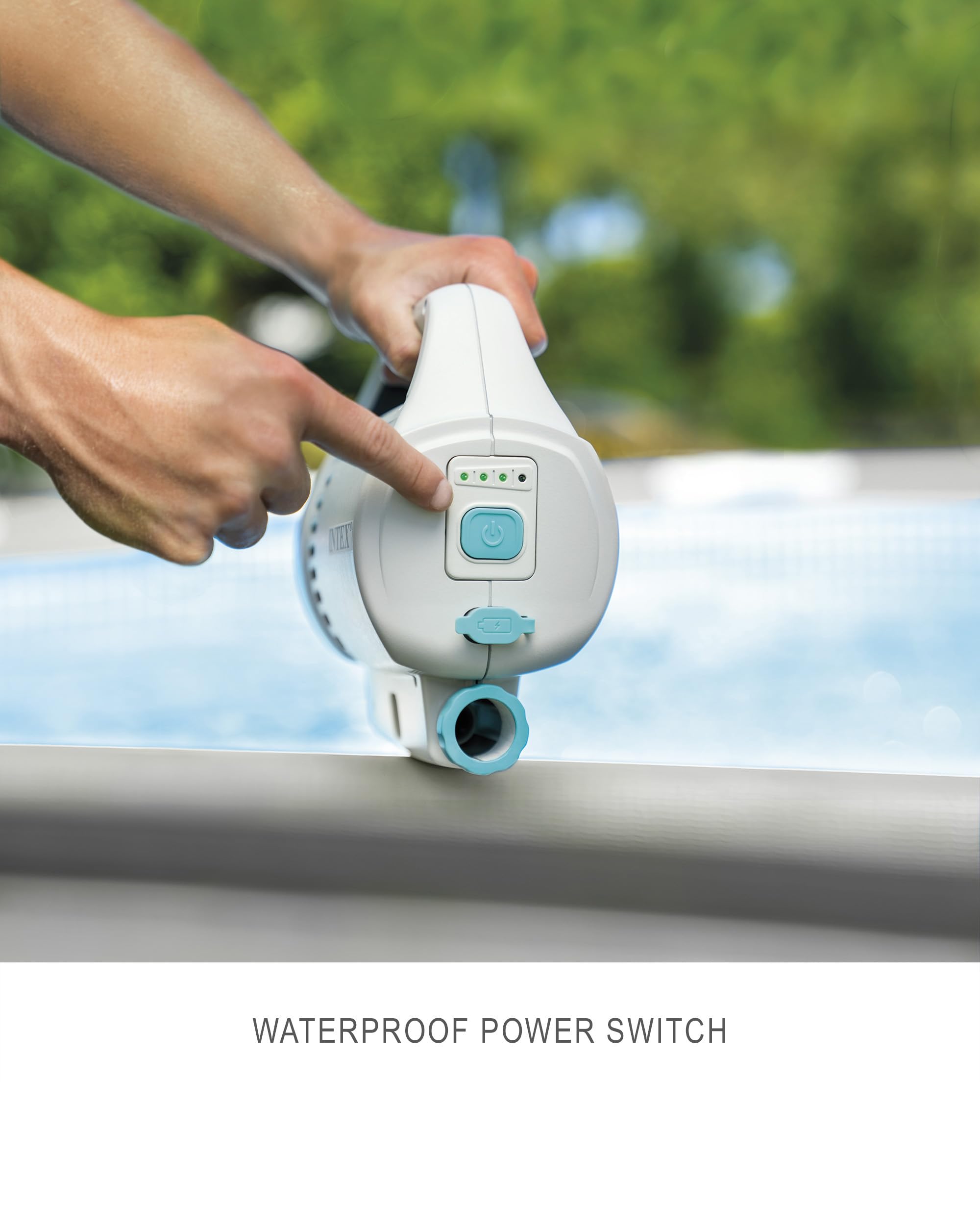 Intex ZR200 Rechargeable Cordless Pool Vacuum Cleaner with Telescoping Handle & 2 Brush Heads - Automatic Above Ground Swimming Pool & Spa Cleaner for Quick Debris Removal